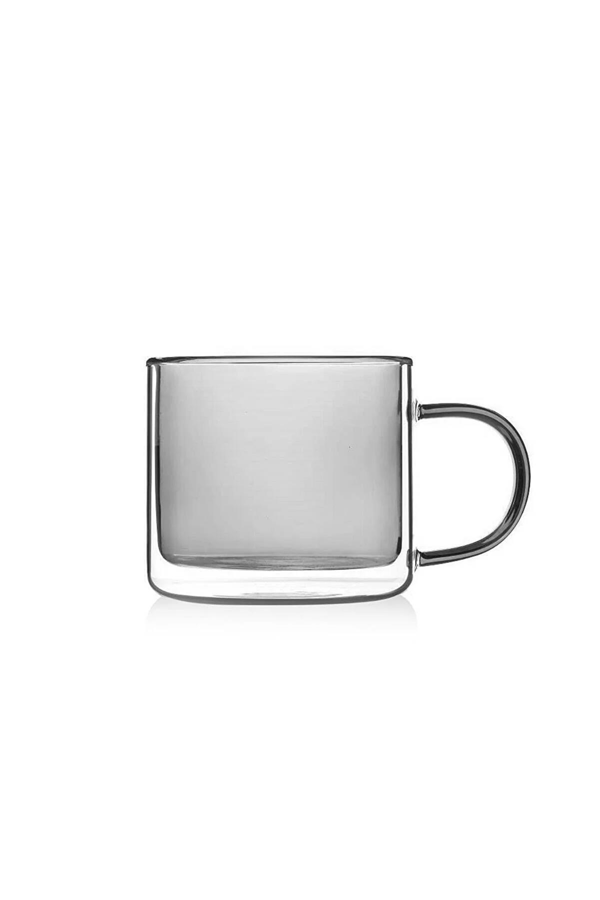 The Mia Çift Cidarlı Cam Kupa Grey 250 ml CAM0323 