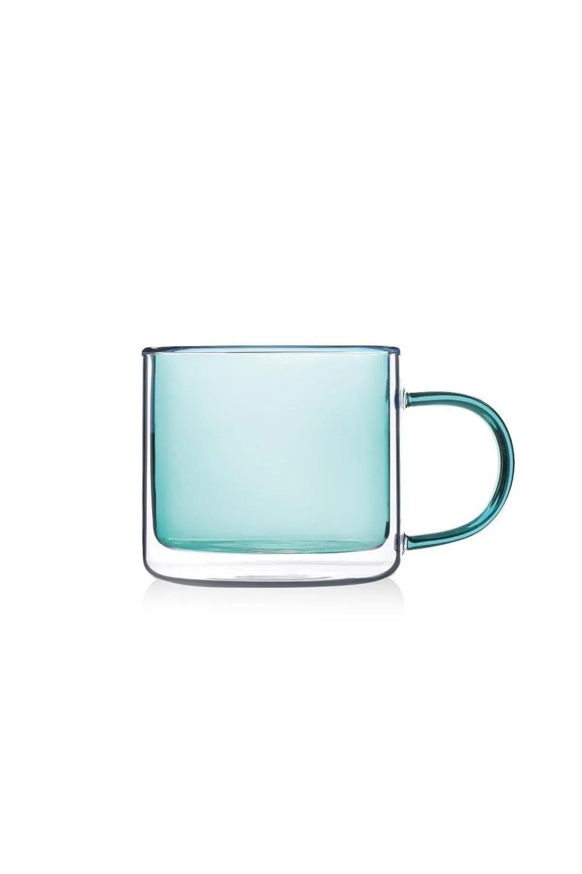 The Mia Çift Cidarlı Cam Kupa Yeşil 250 ml CAM0321 