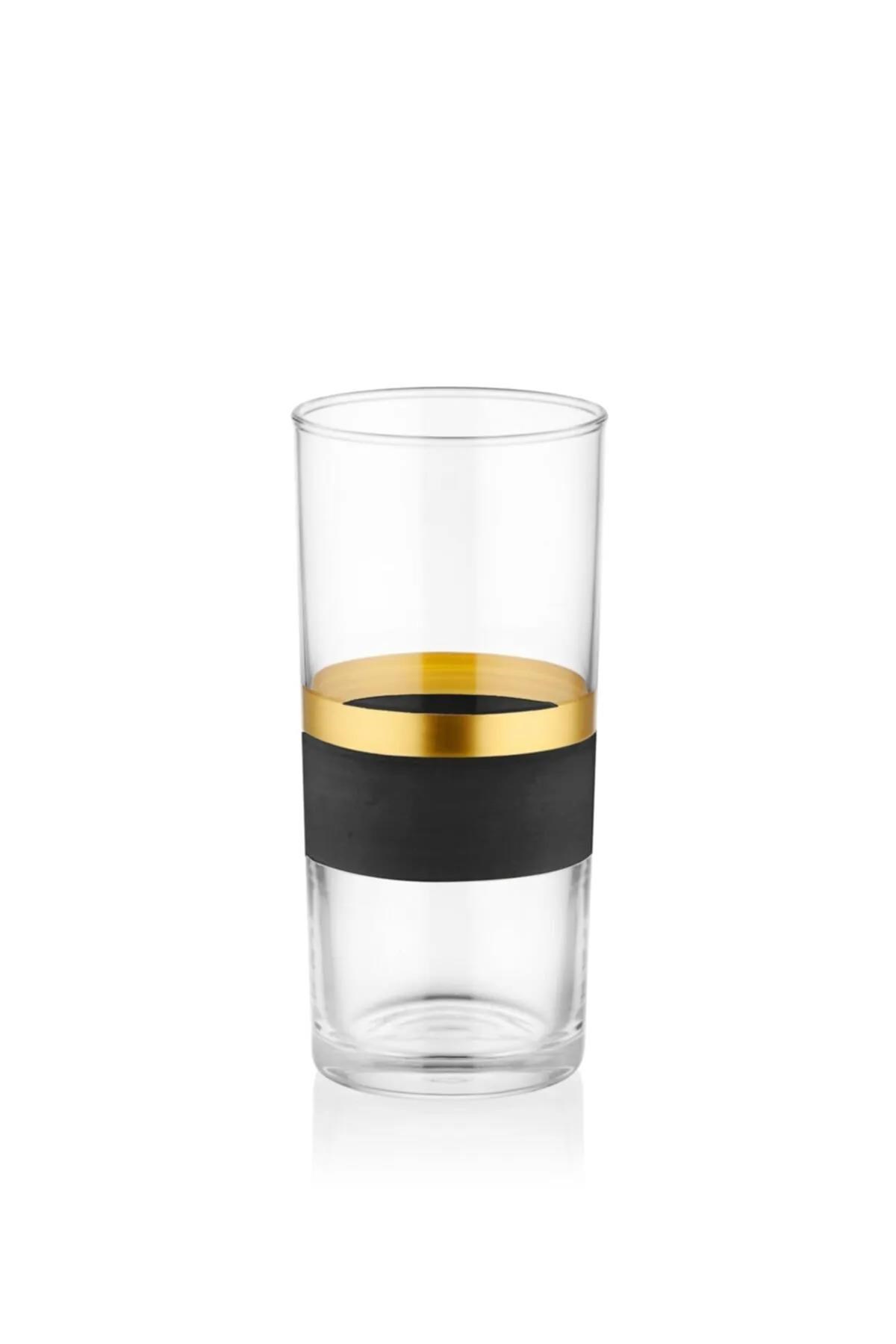 The Mia Glow Rakı Kadehi Siyah Gold 6lı Set GLW0008 