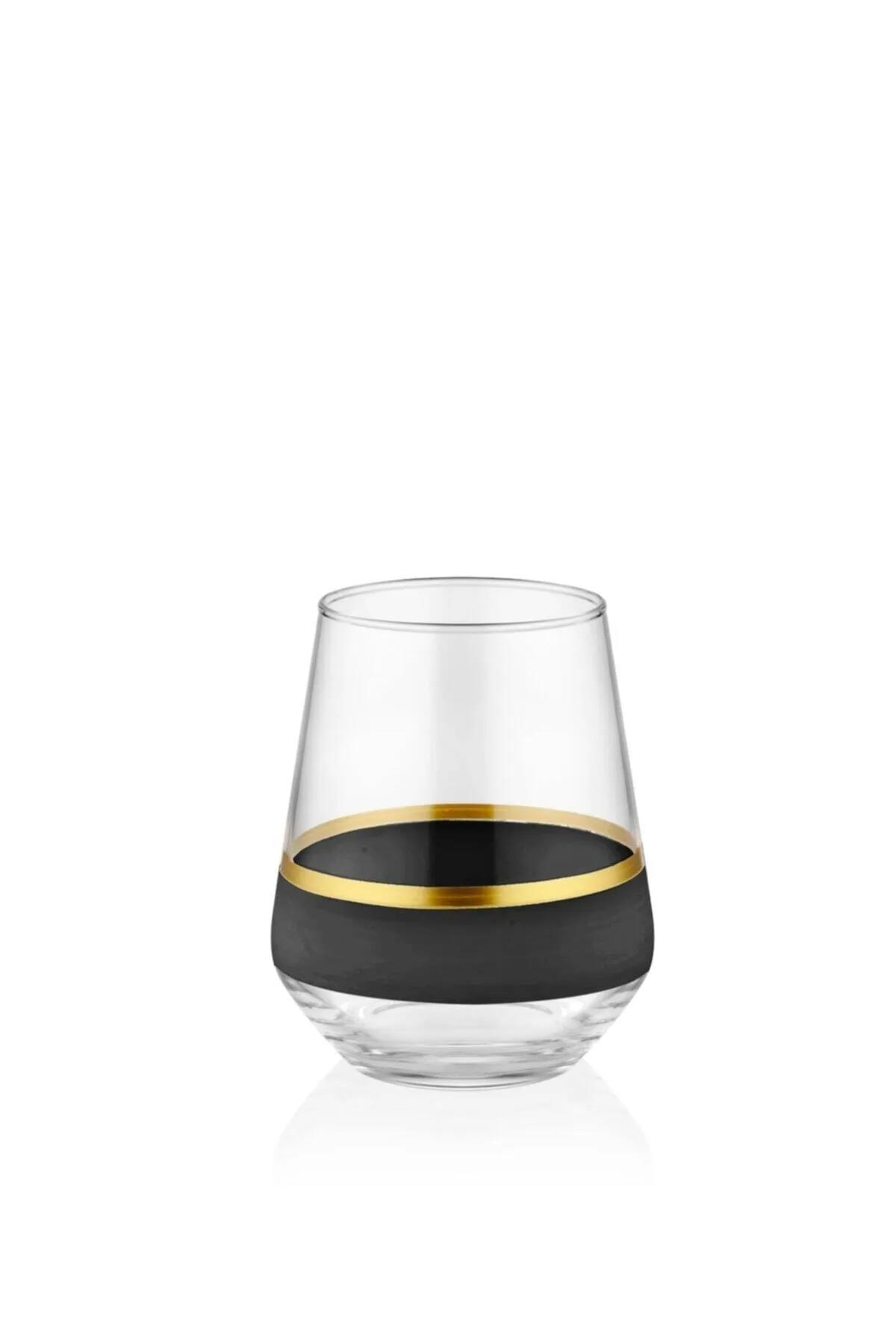 The Mia Glow Su Bardağı Kısa Siyah Gold 6lı GLW0003 
