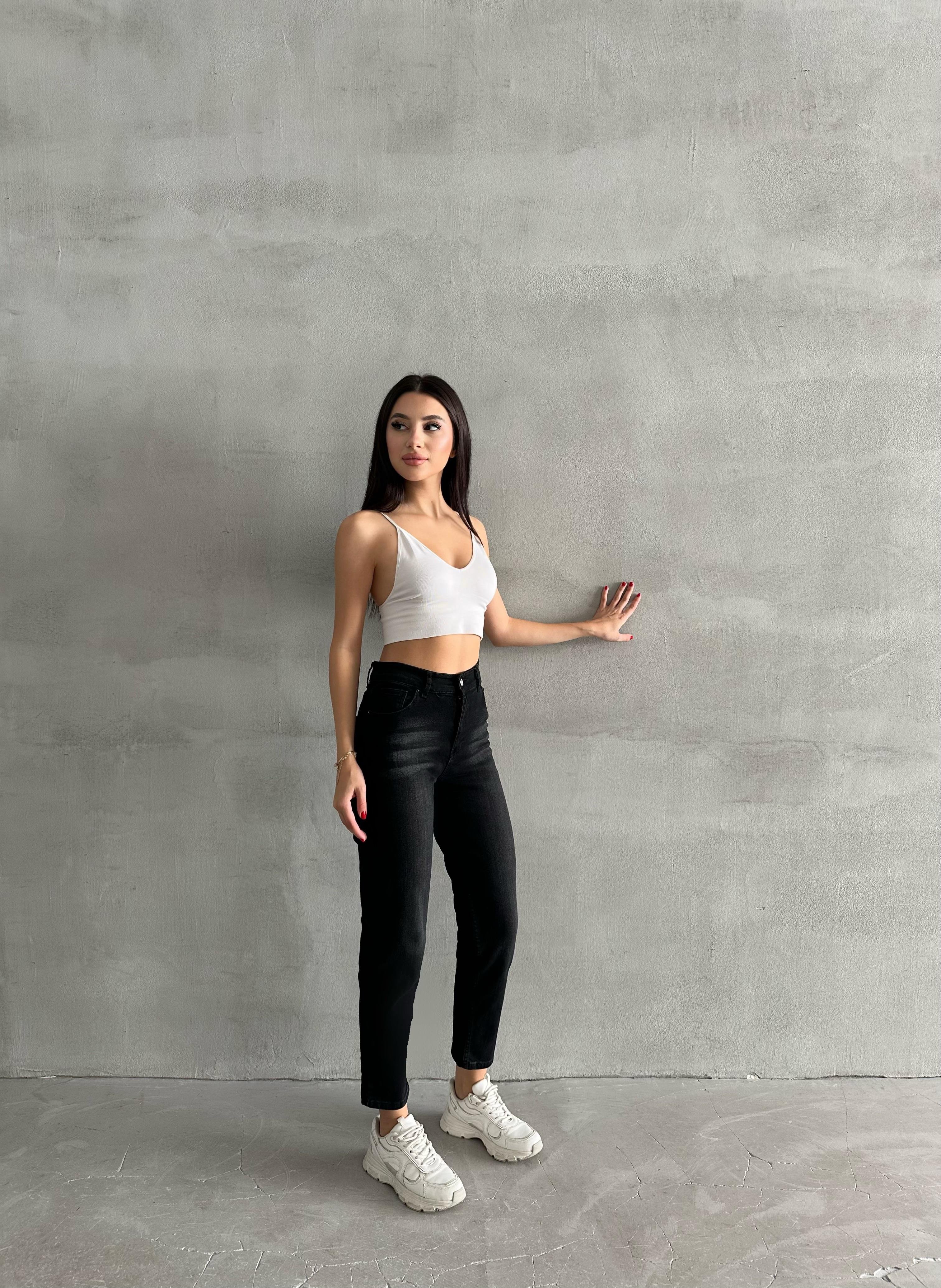 Mom Pantolon Taş Siyah