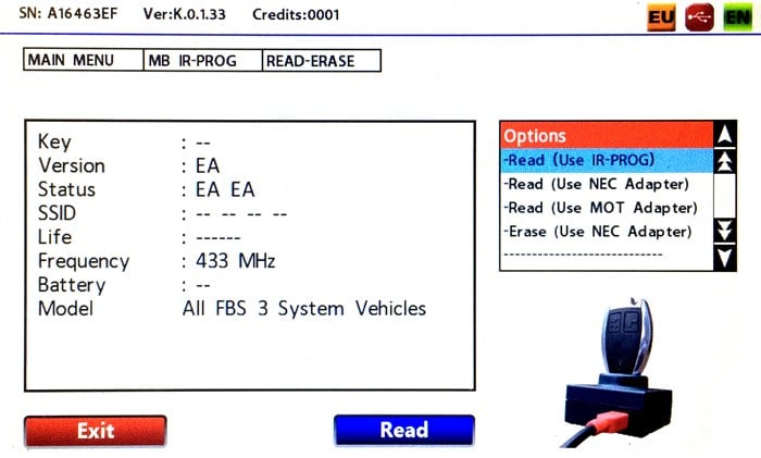 IEABZR116ZIEA-EA MERCEDES 3 BT IR REMOTE 315 MHZ