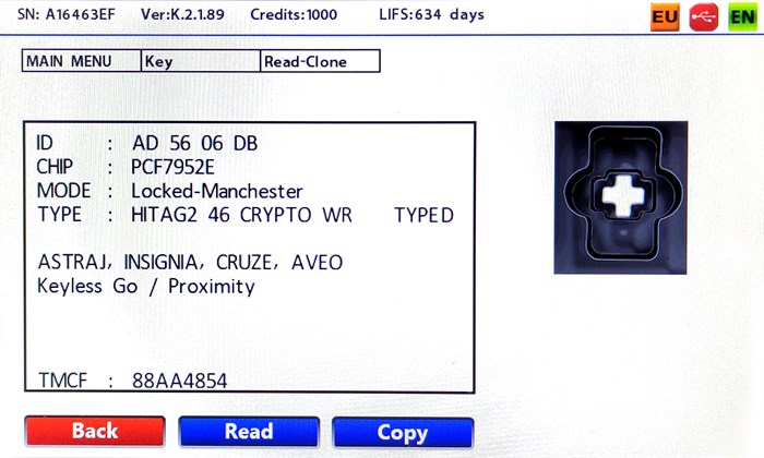 IEACADR101+IEA CADILLAC KEYLESS GO HITAG2 315MHZ