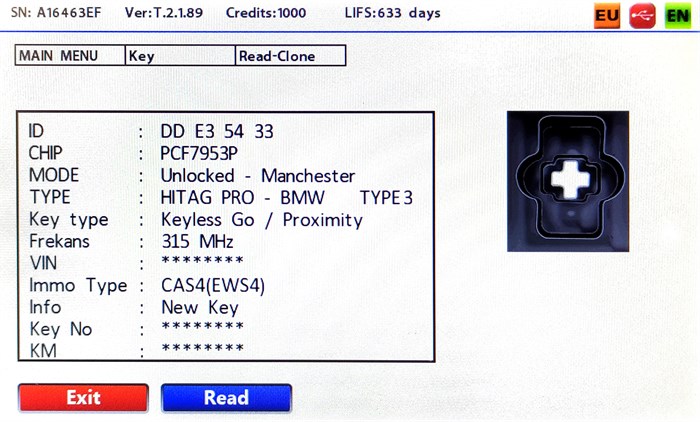 OEMBMR123ORJ. BMW F SERIES HITAG PRO KEYLESS 315MHZ