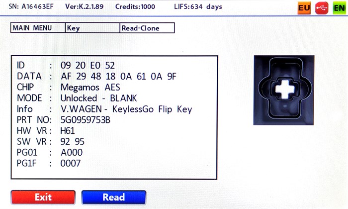 OEMVVR107ORJ. WW GOLF-7 KEYLESS 48 M.AES 433MHZ