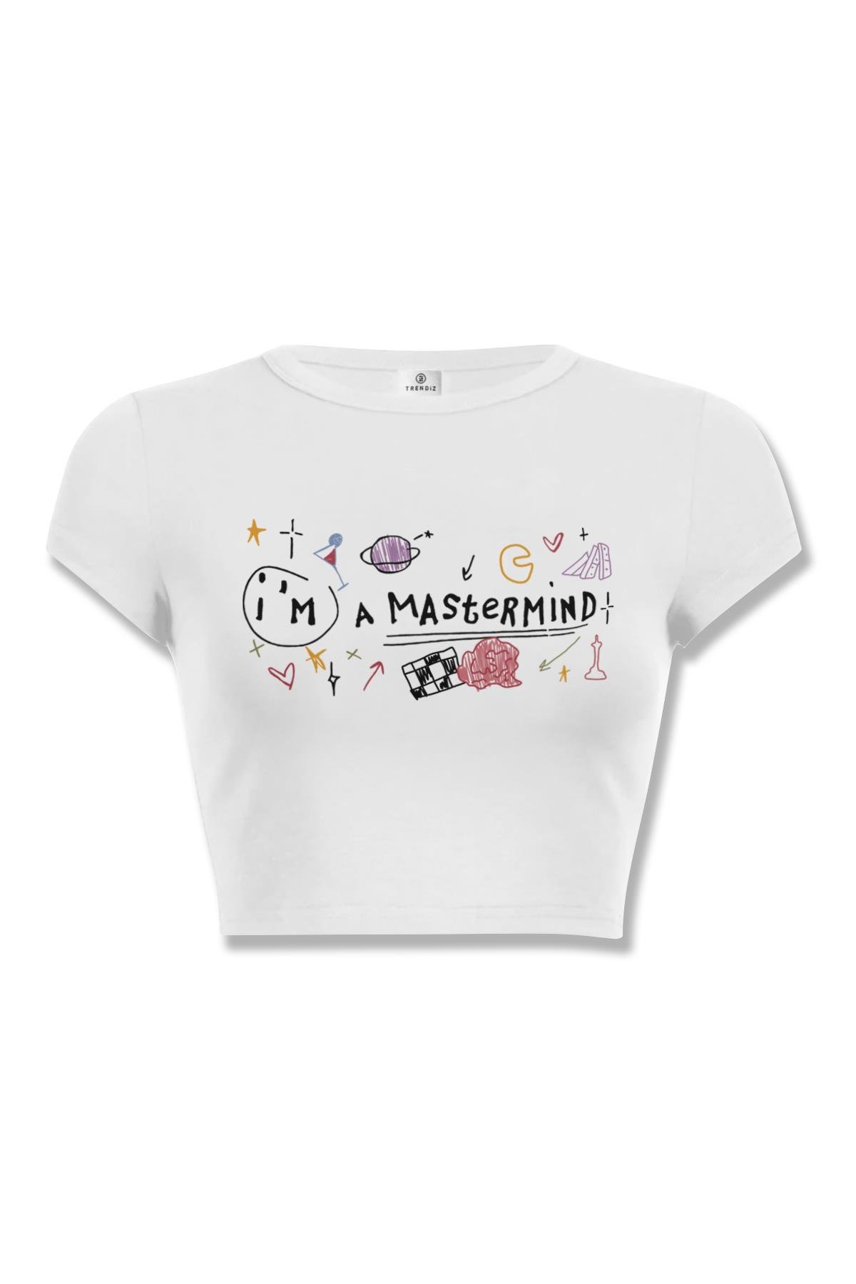 Kadın I'm a Mastermind Crop Beyaz