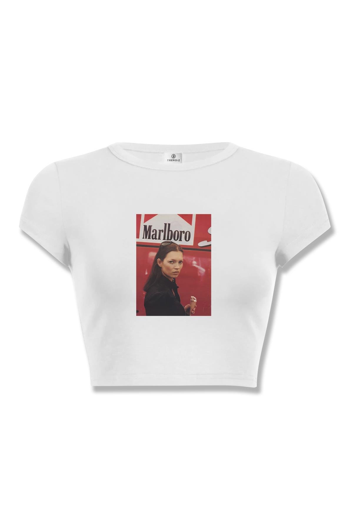 Kadın Kate Moss icecream Crop Beyaz
