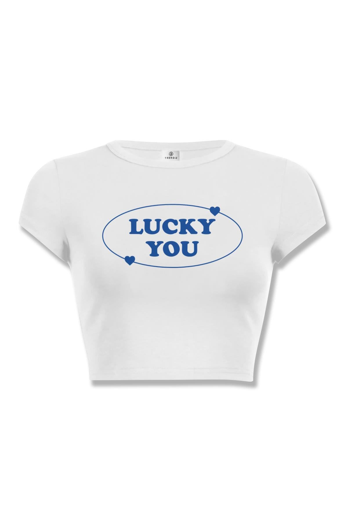 Kadın Lucky You Crop Beyaz