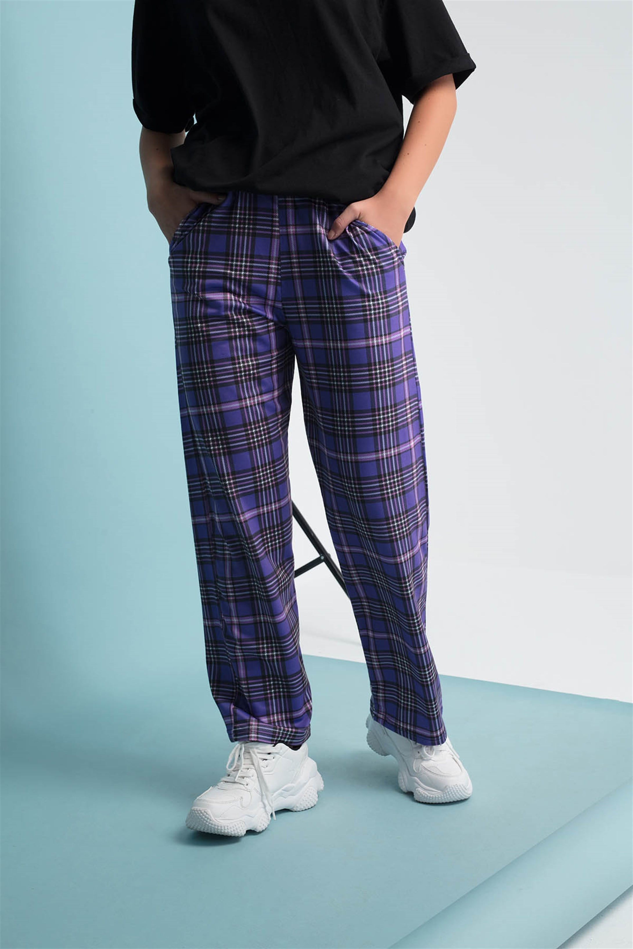 Kadın Mor Eşofman Altı %70 Pamuk %30 Polyester 111217