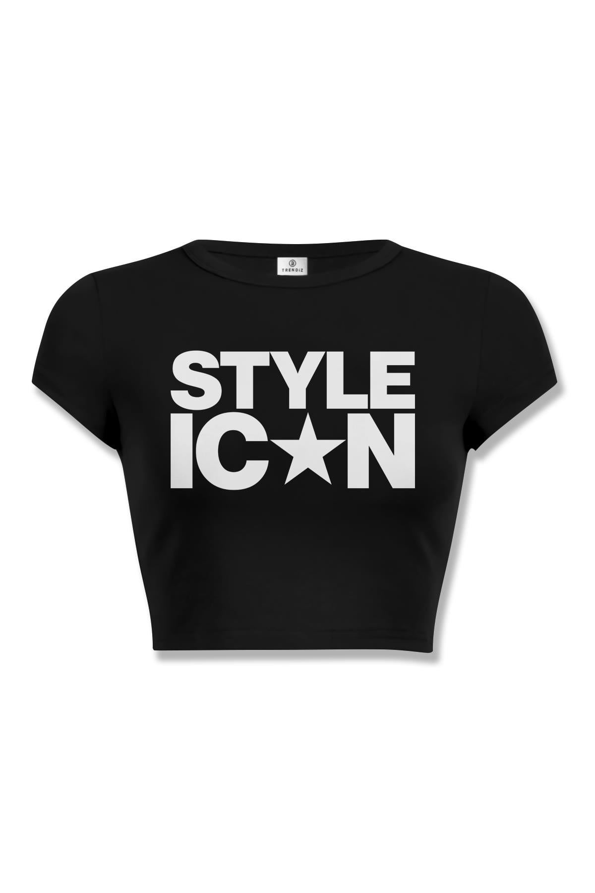 Kadın Style icon Crop Siyah