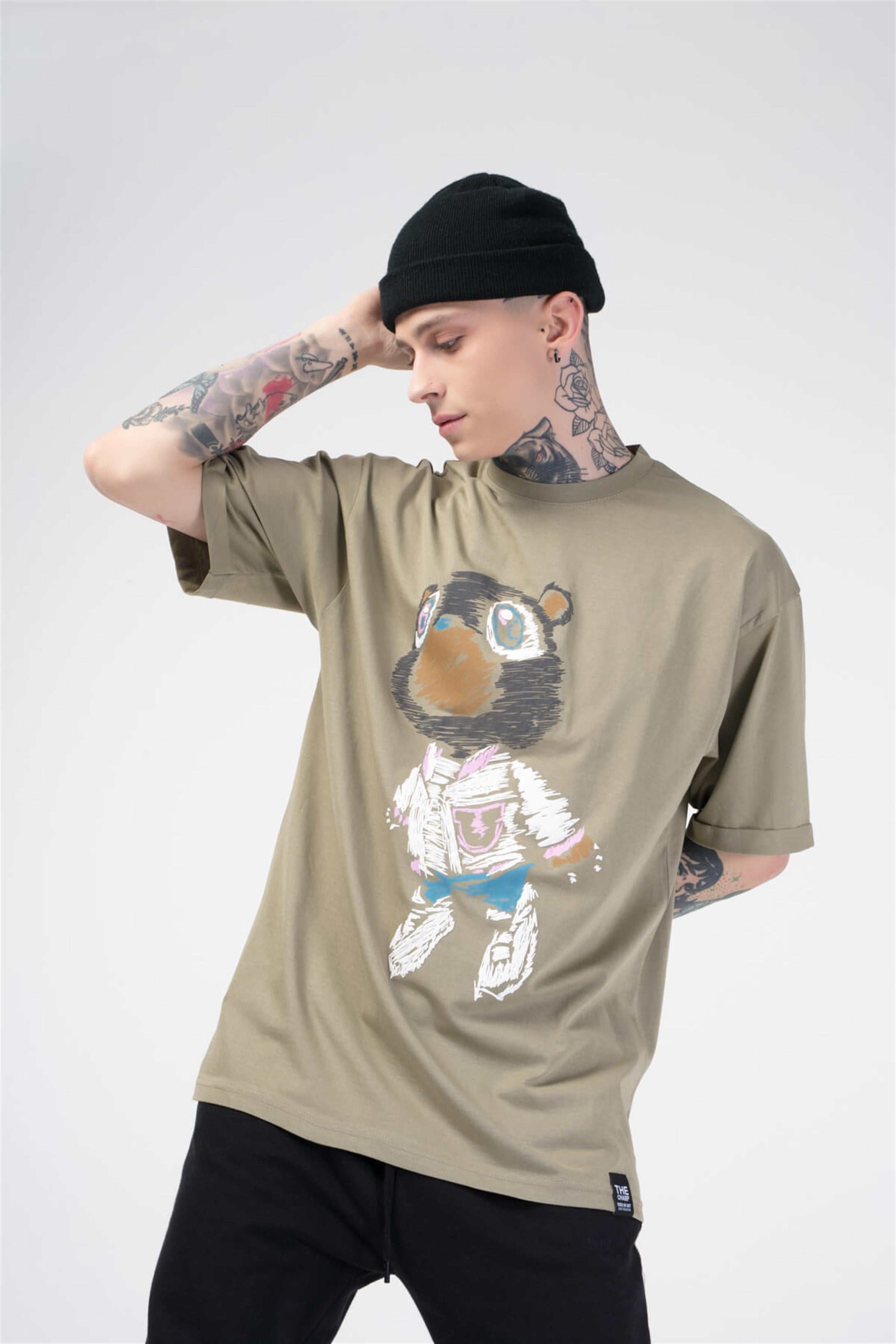 The Champ Paint Bear Unisex Tshirt Haki