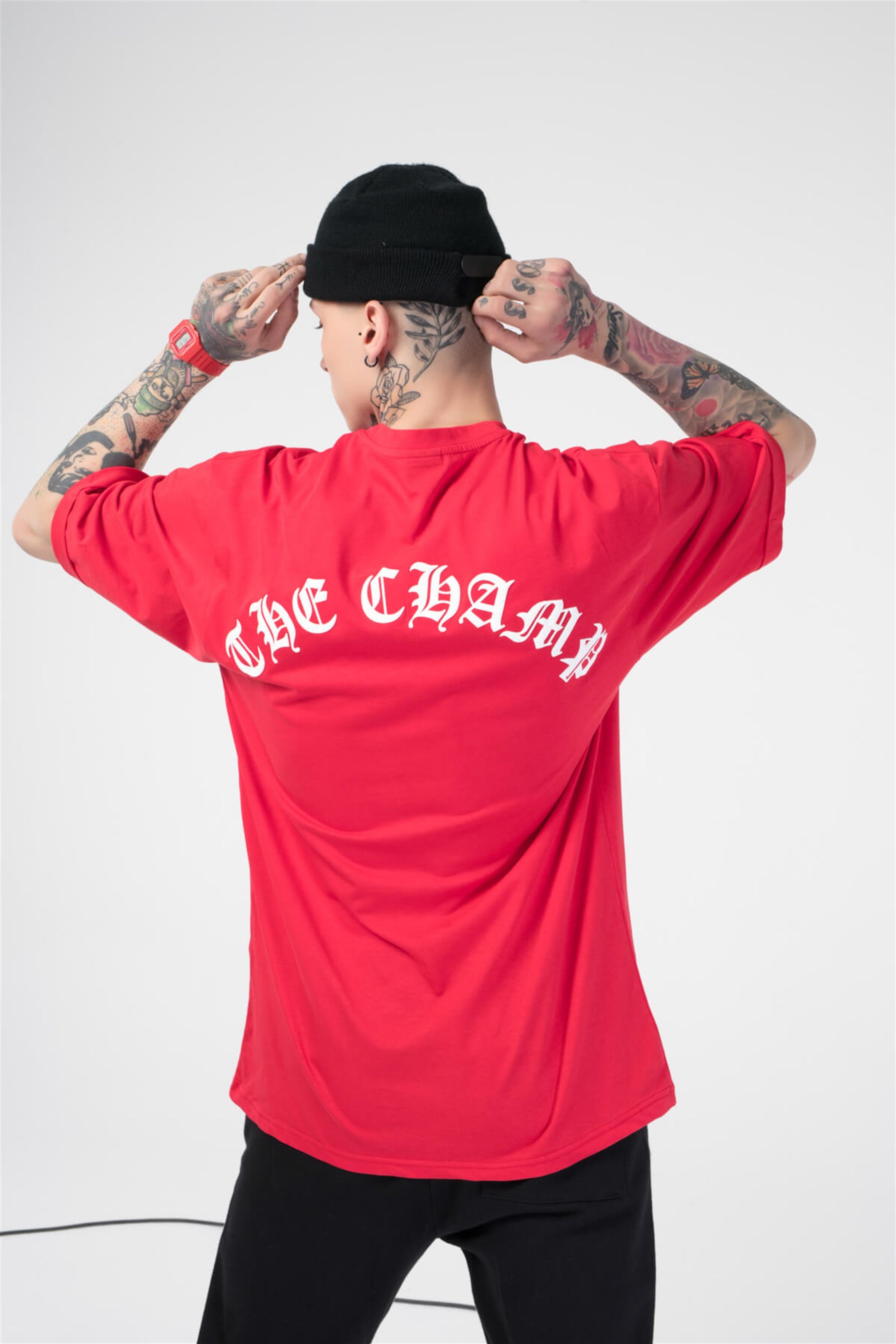 The Champ Paint Bear Unisex Tshirt Kırmızı