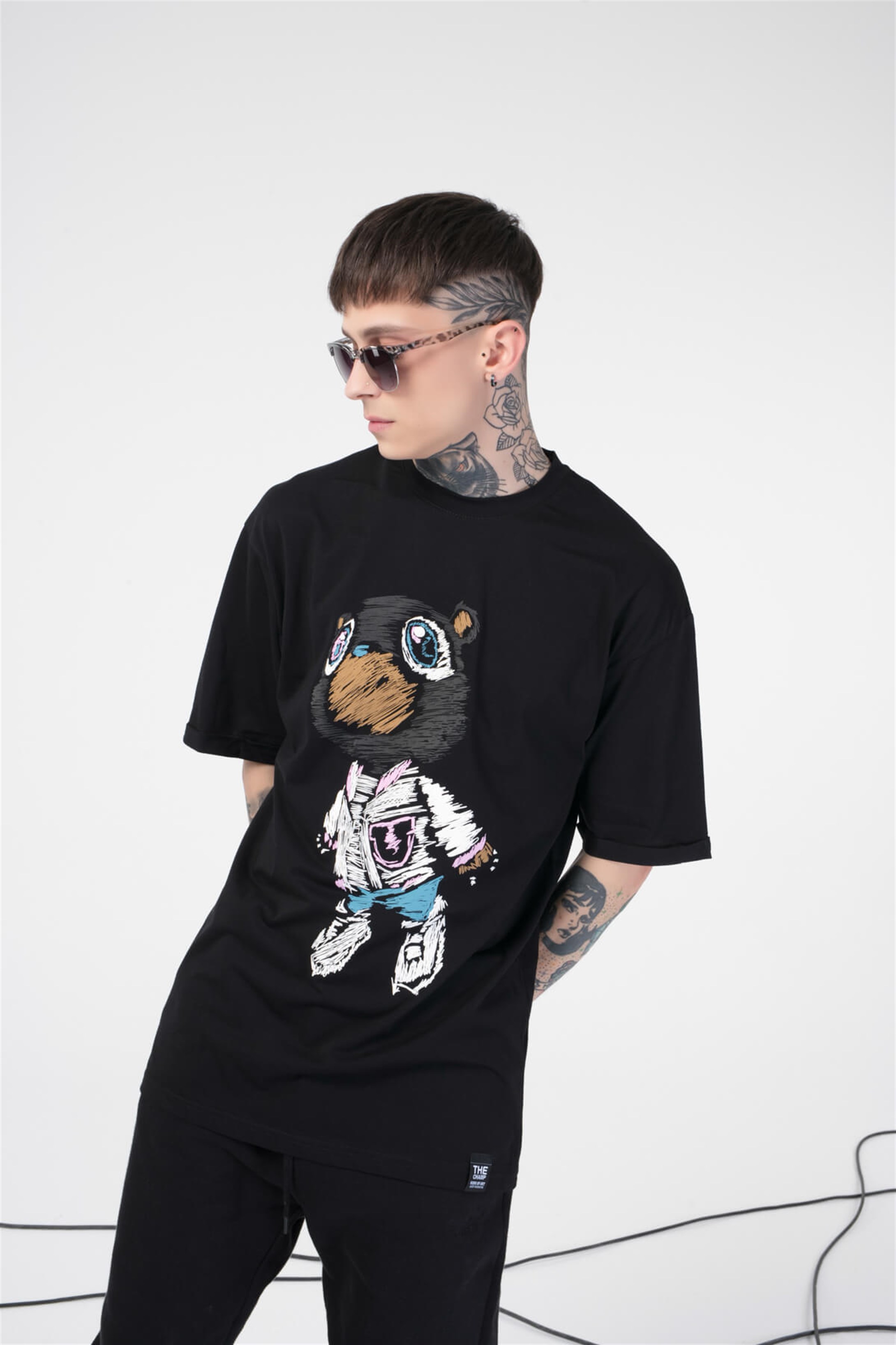 The Champ Paint Bear Unisex Tshirt Siyah