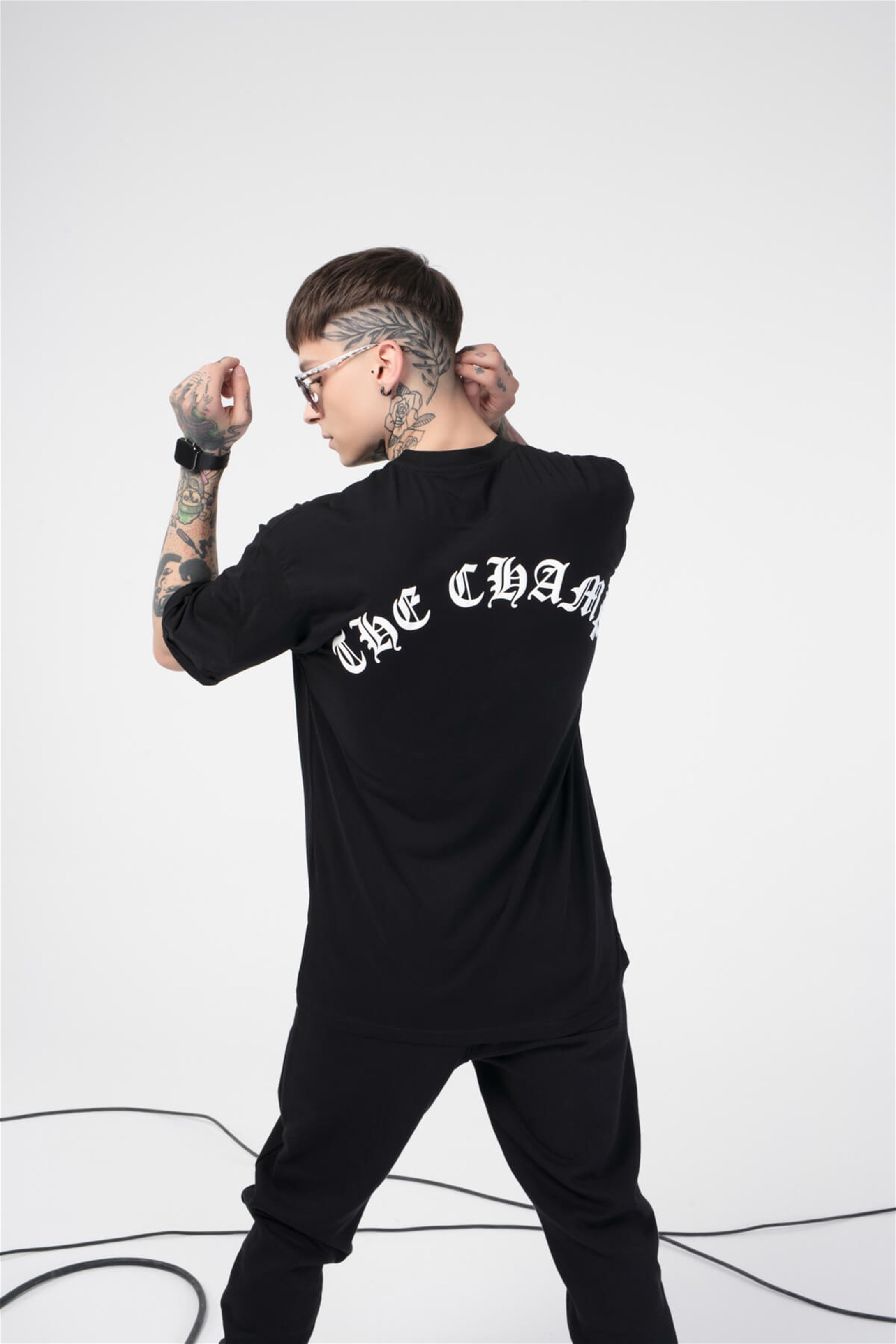The Champ Paint Bear Unisex Tshirt Siyah