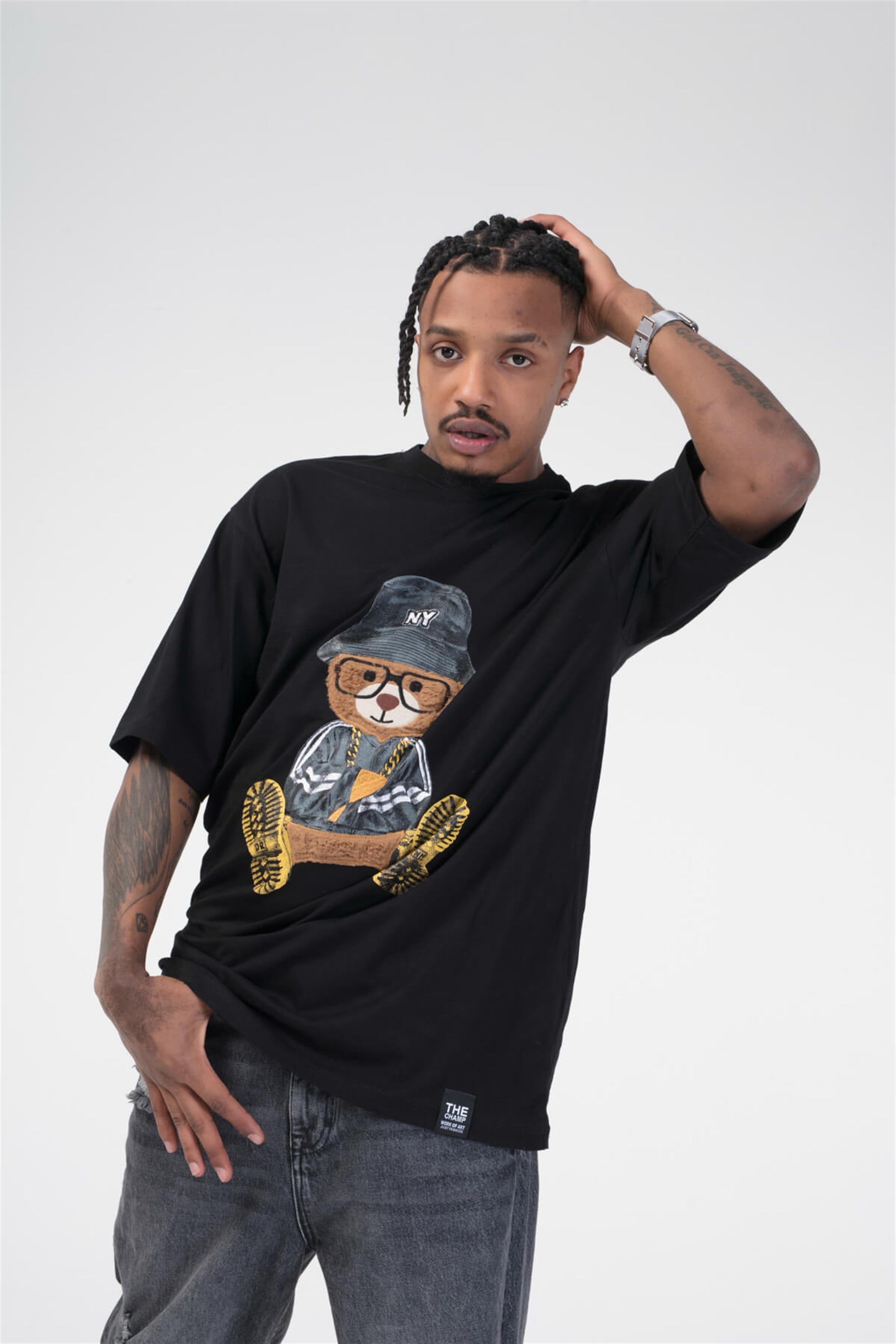 The Champ Teddy  Unisex Tshirt Siyah