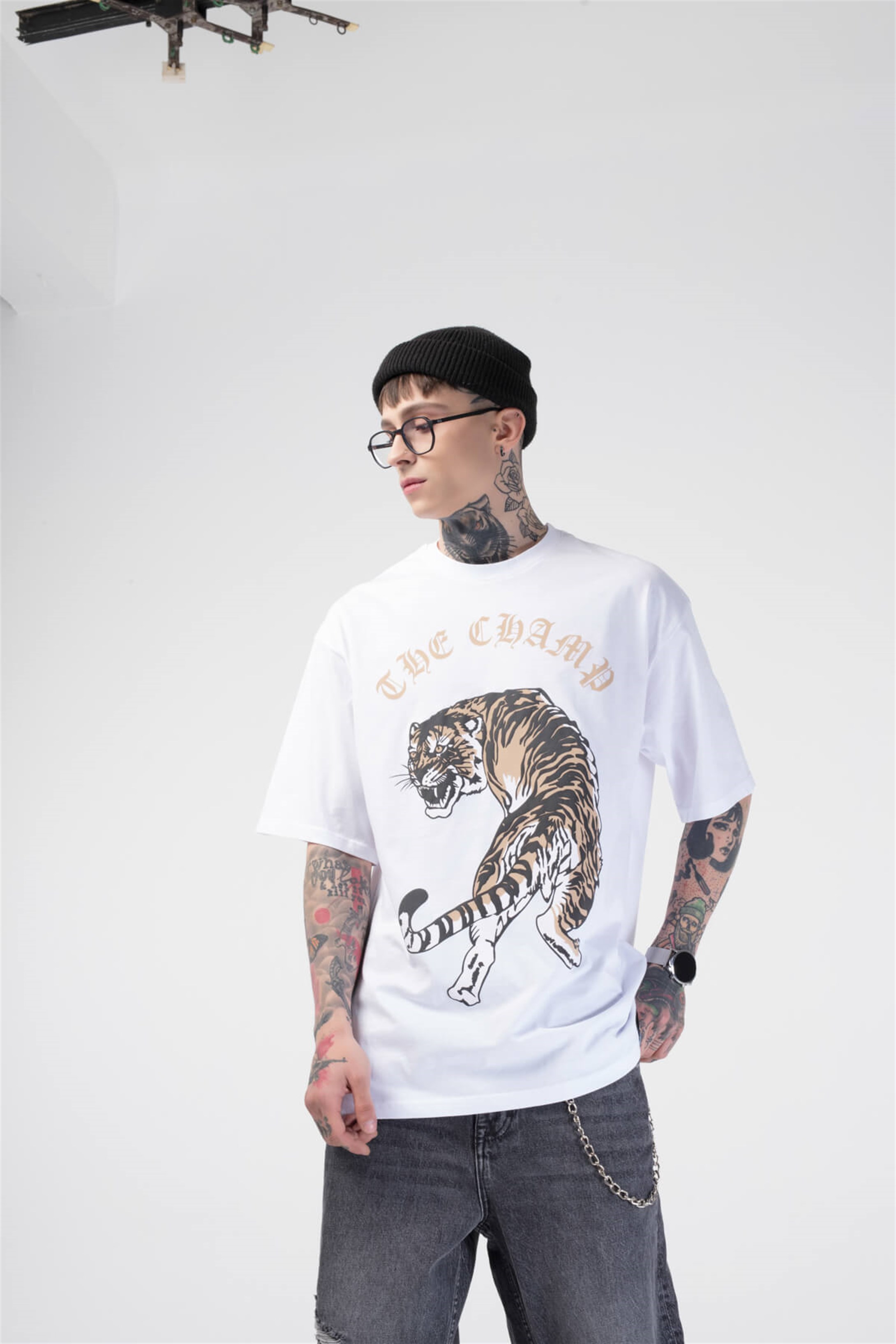 The Champ Tiger Unisex Tshirt Beyaz