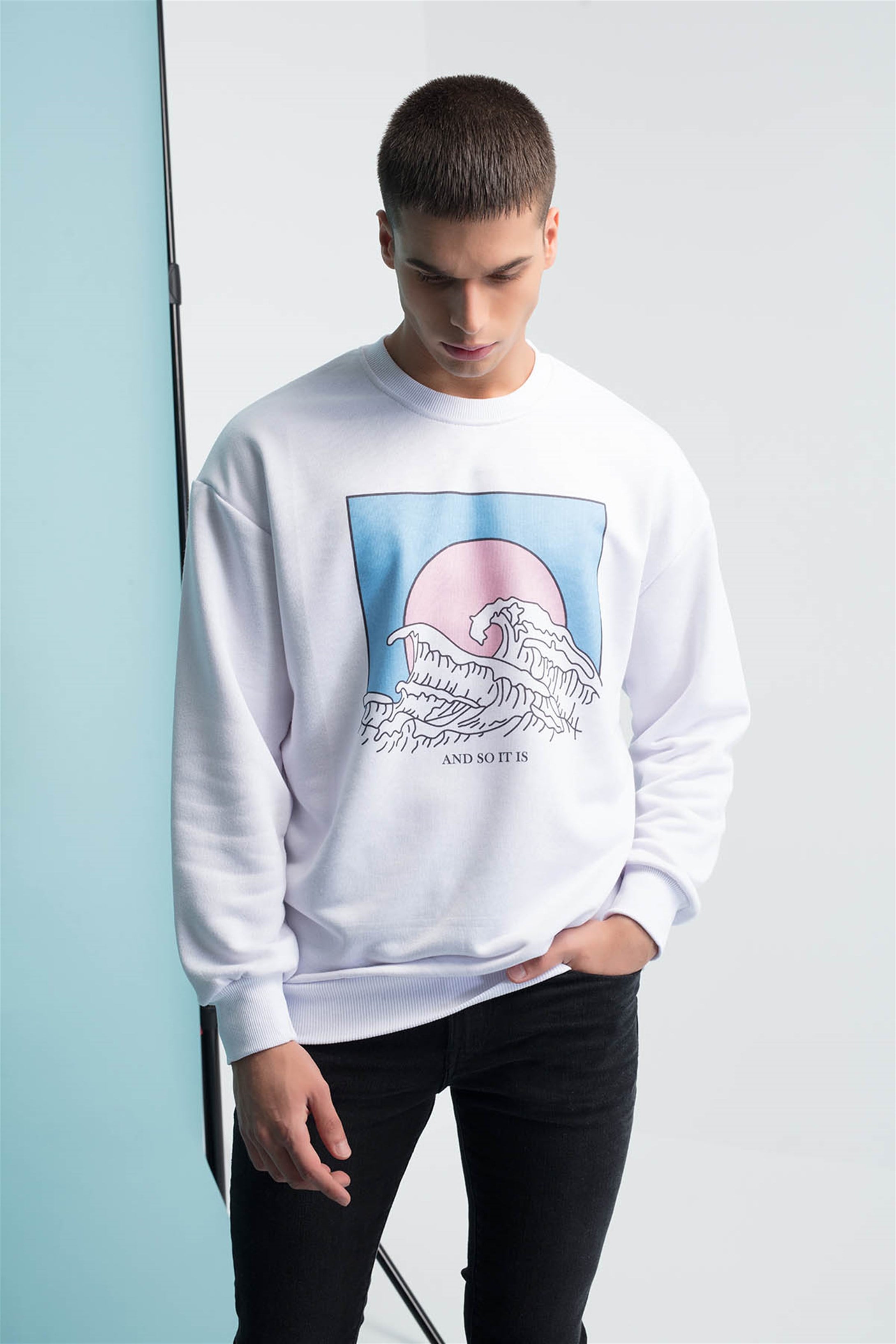 Trendiz AndSo Yuvarlak Yaka Swetshirt Beyaz 111102
