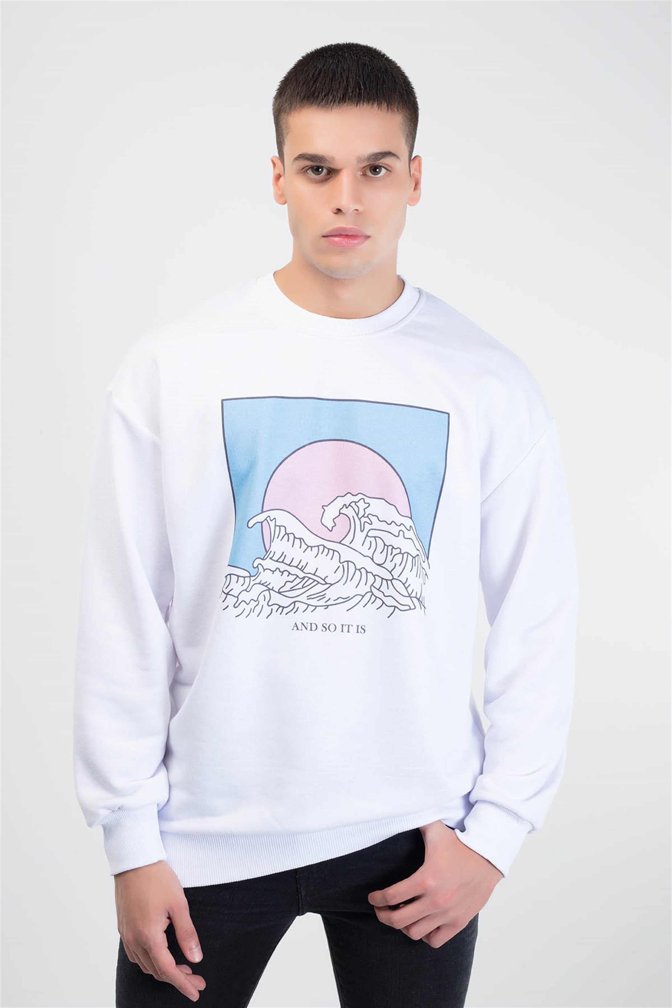Trendiz AndSo Yuvarlak Yaka Swetshirt Beyaz 111102