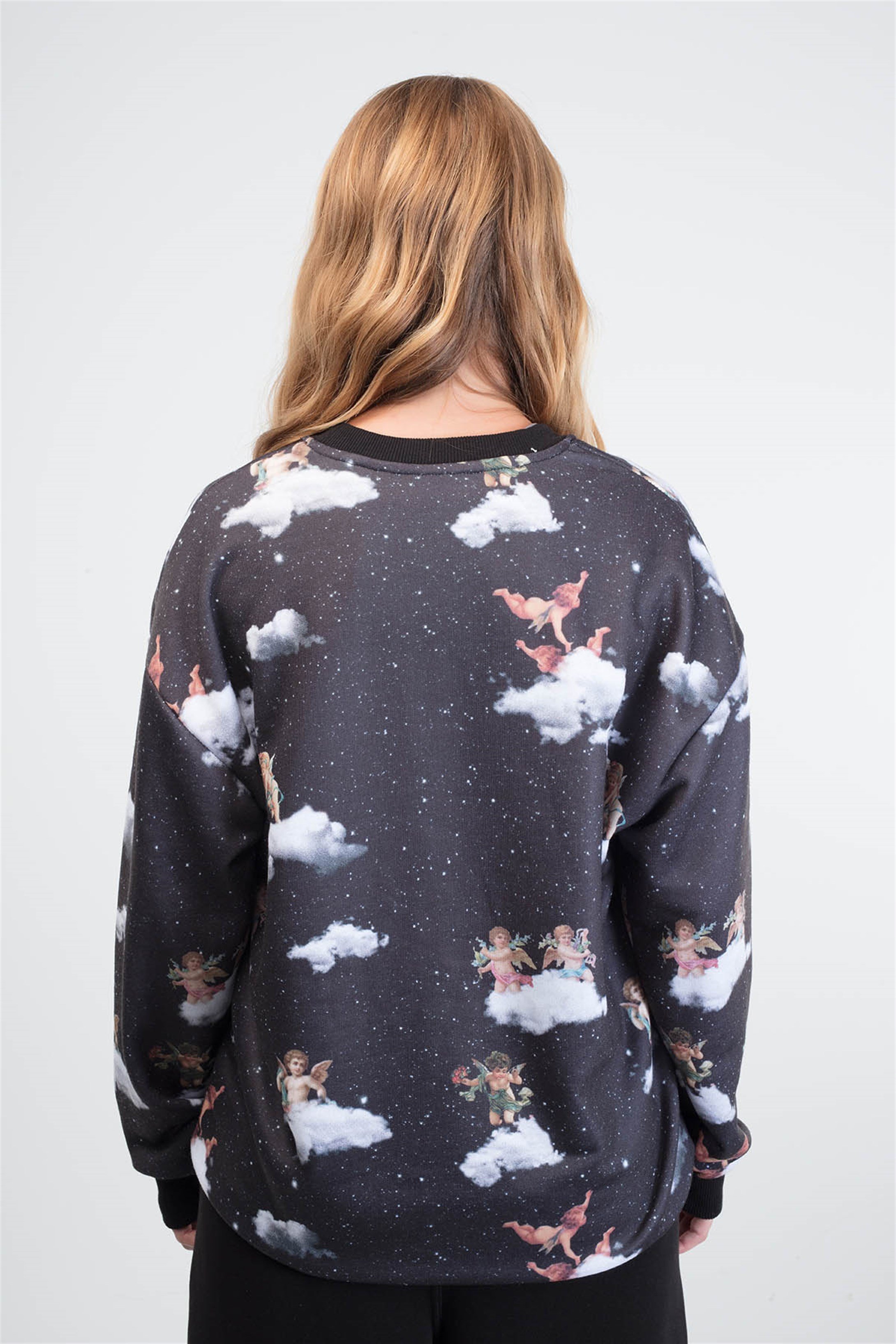 Trendiz Angel  Unisex Yuvarlak Yaka Sweatshirt Siyah 131104