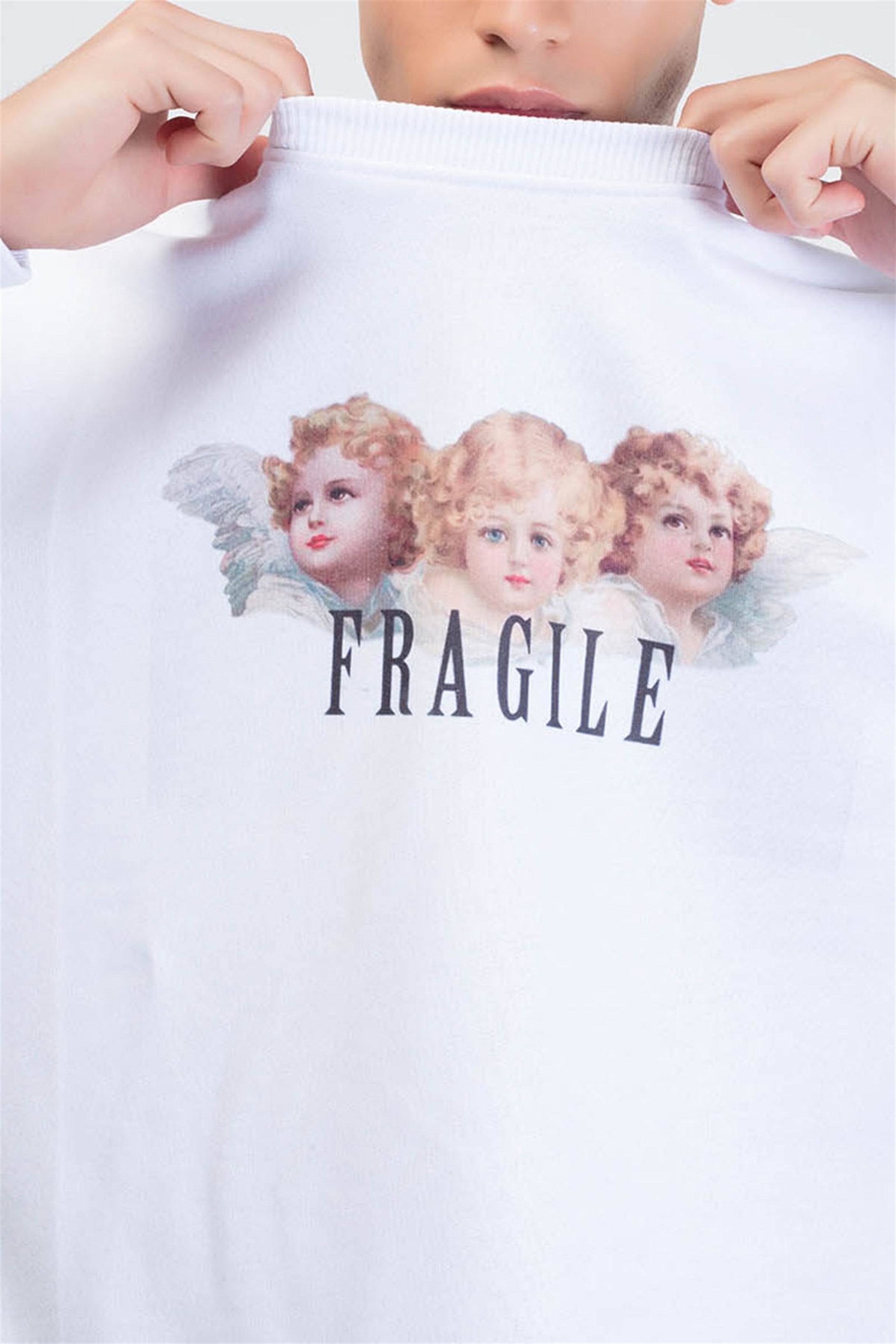 Trendiz Angel Yuvarlak Yaka Sweatshirt Beyaz 111101