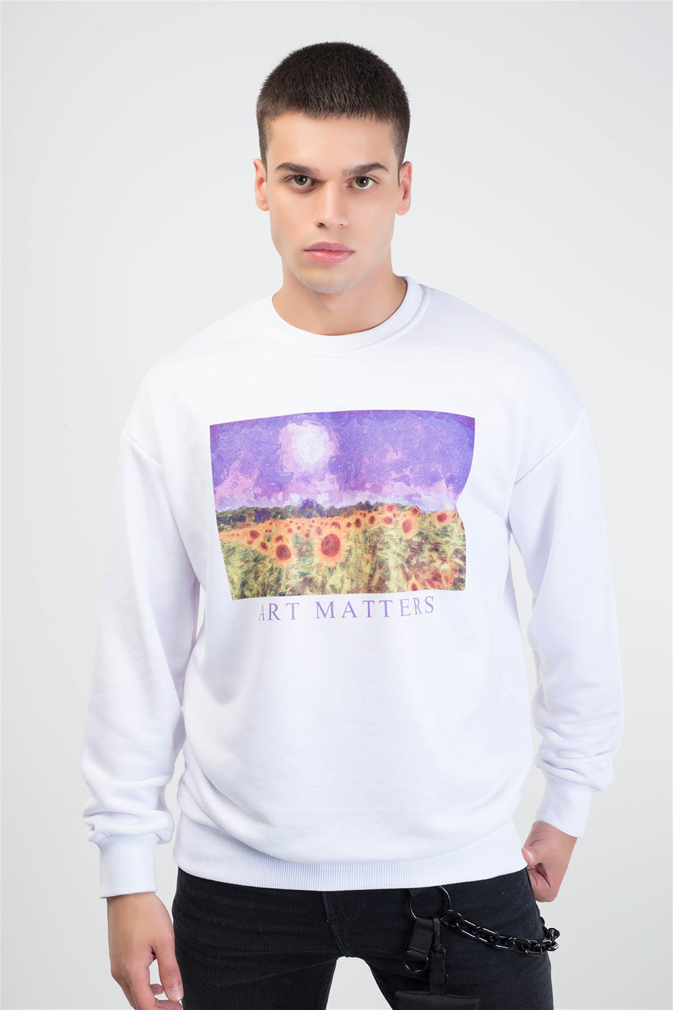 Trendiz Art Matters Yuvarlak Yaka Sweatshirt Beyaz 111113
