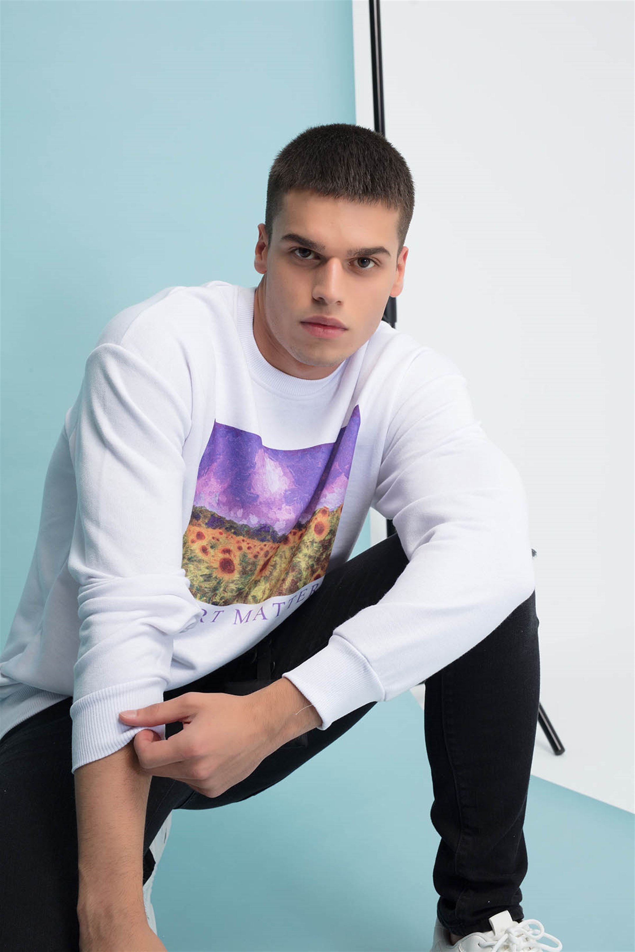 Trendiz Art Matters Yuvarlak Yaka Sweatshirt Beyaz 111113