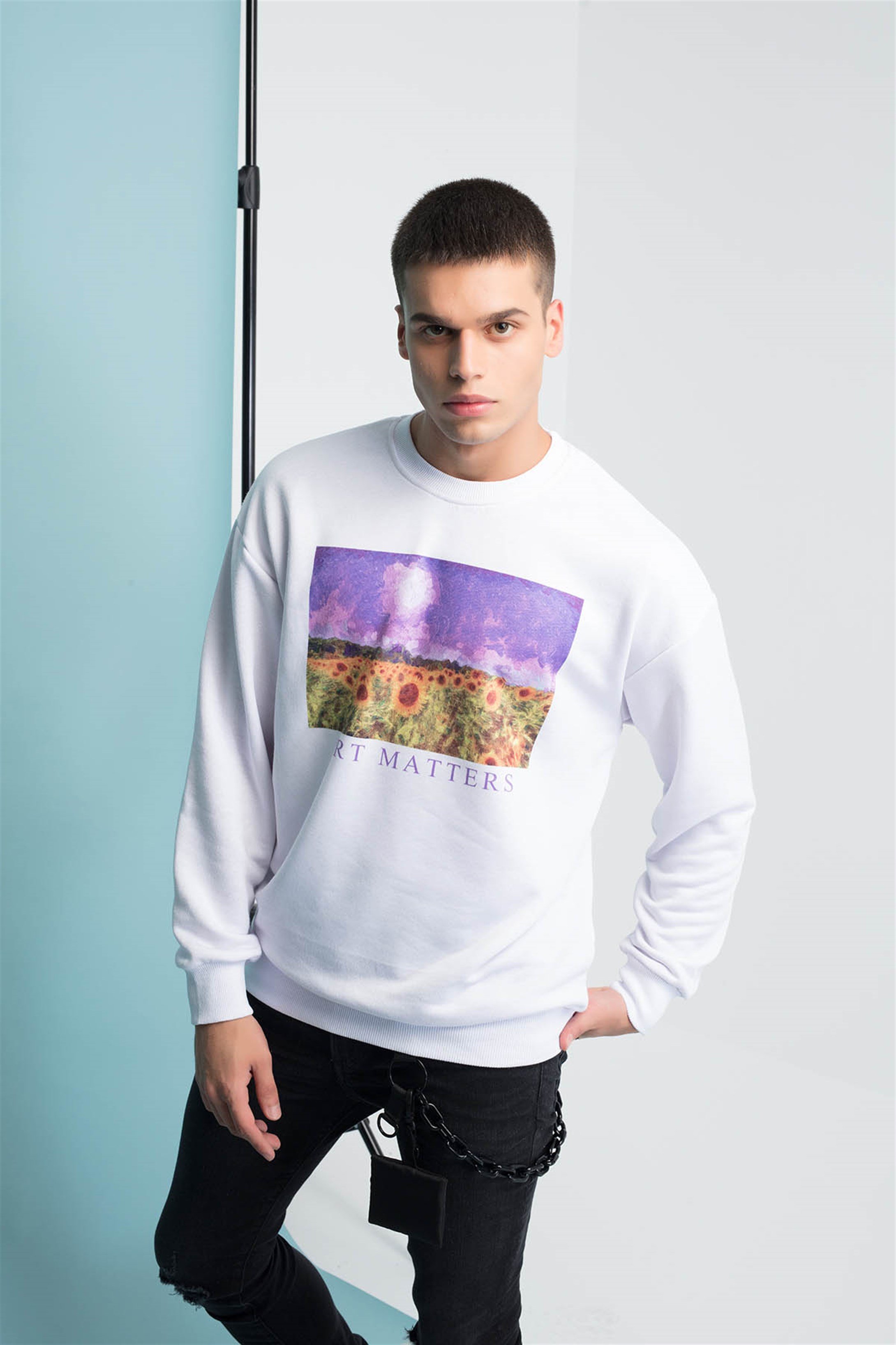Trendiz Art Matters Yuvarlak Yaka Sweatshirt Beyaz 111113