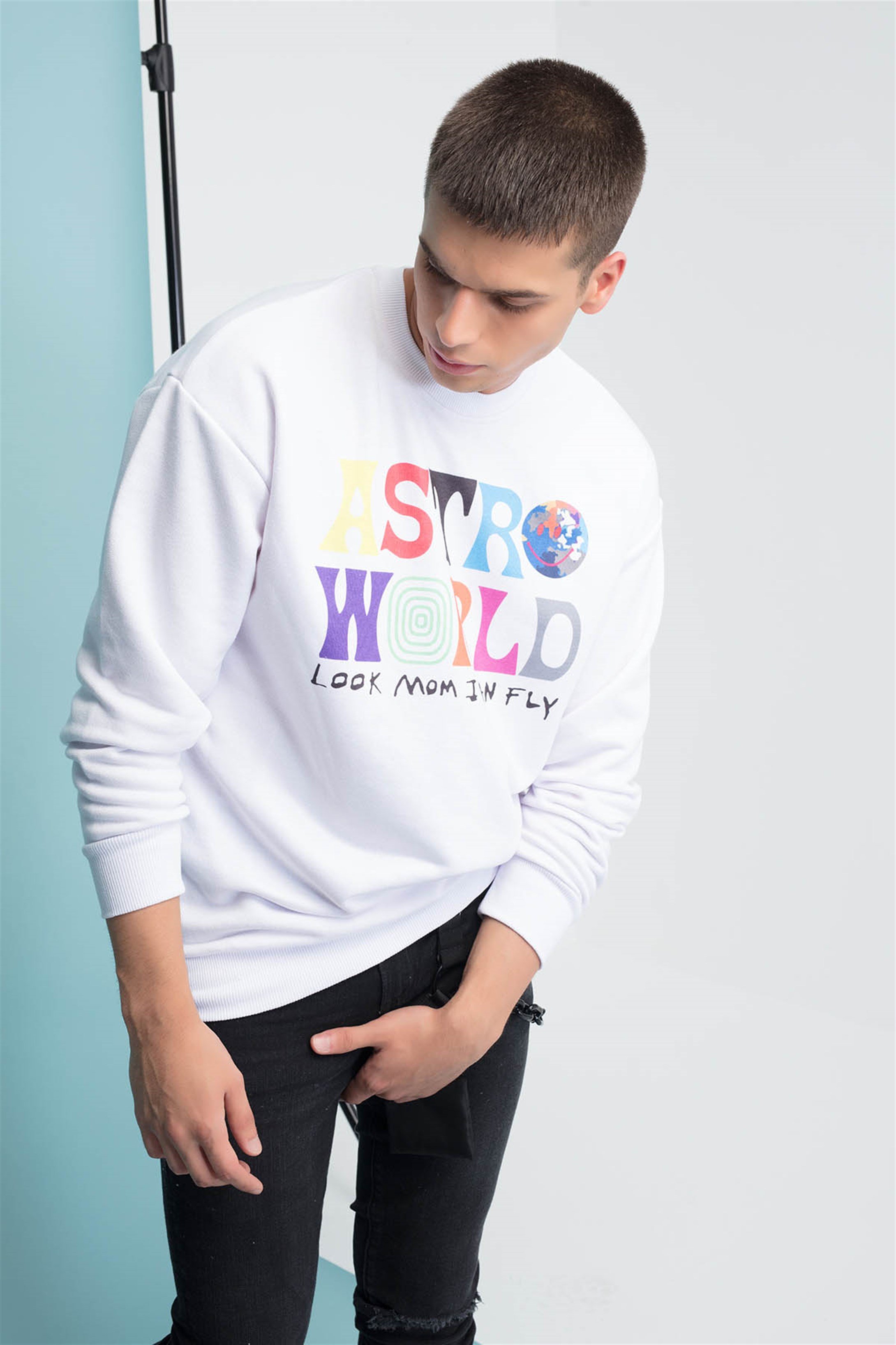Trendiz Astro World Yuvarlak Yaka Sweatshirt Beyaz 111115
