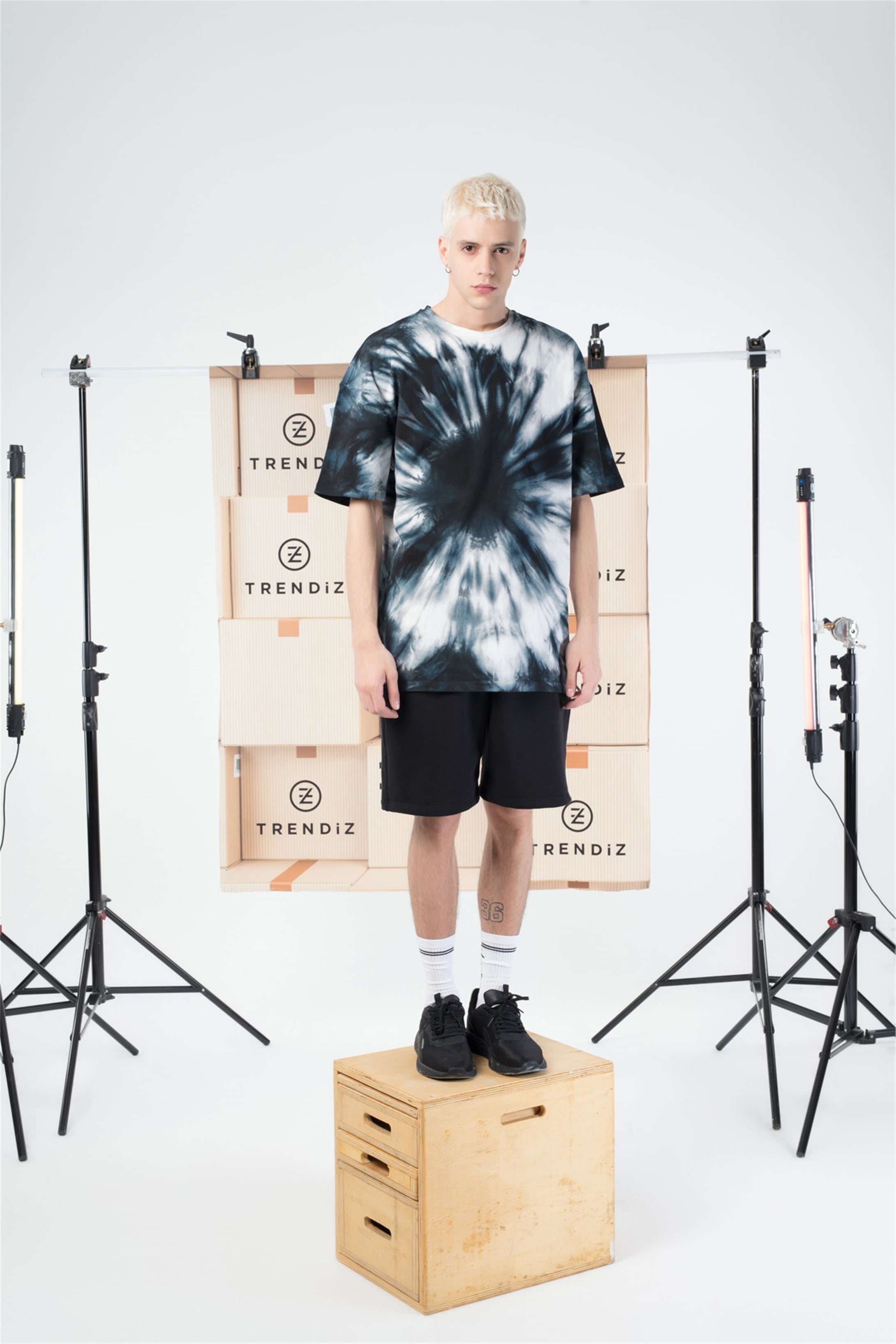 Trendiz Basic Unisex Batik Tshirt Lacivert