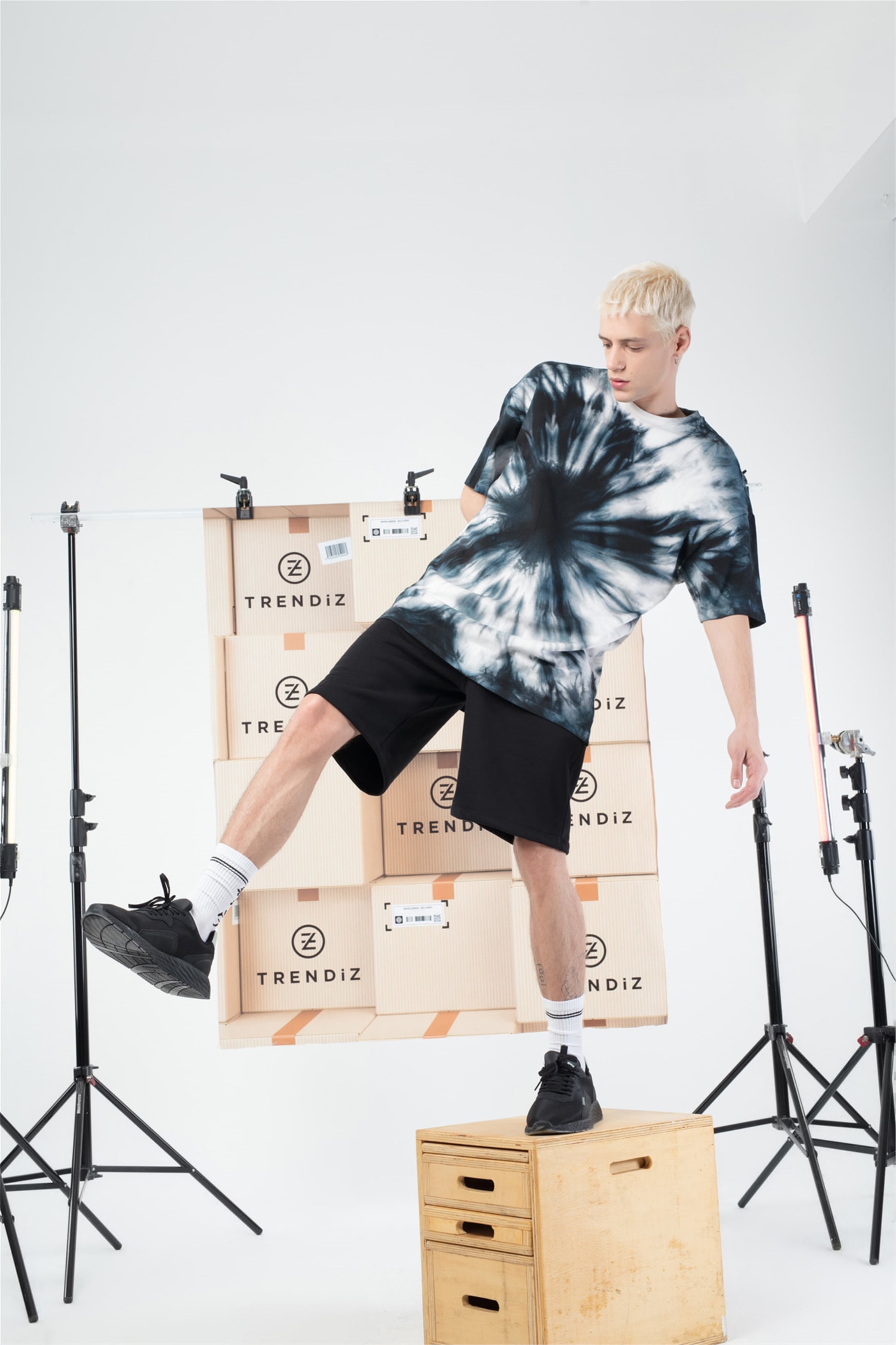 Trendiz Basic Unisex Batik Tshirt Lacivert