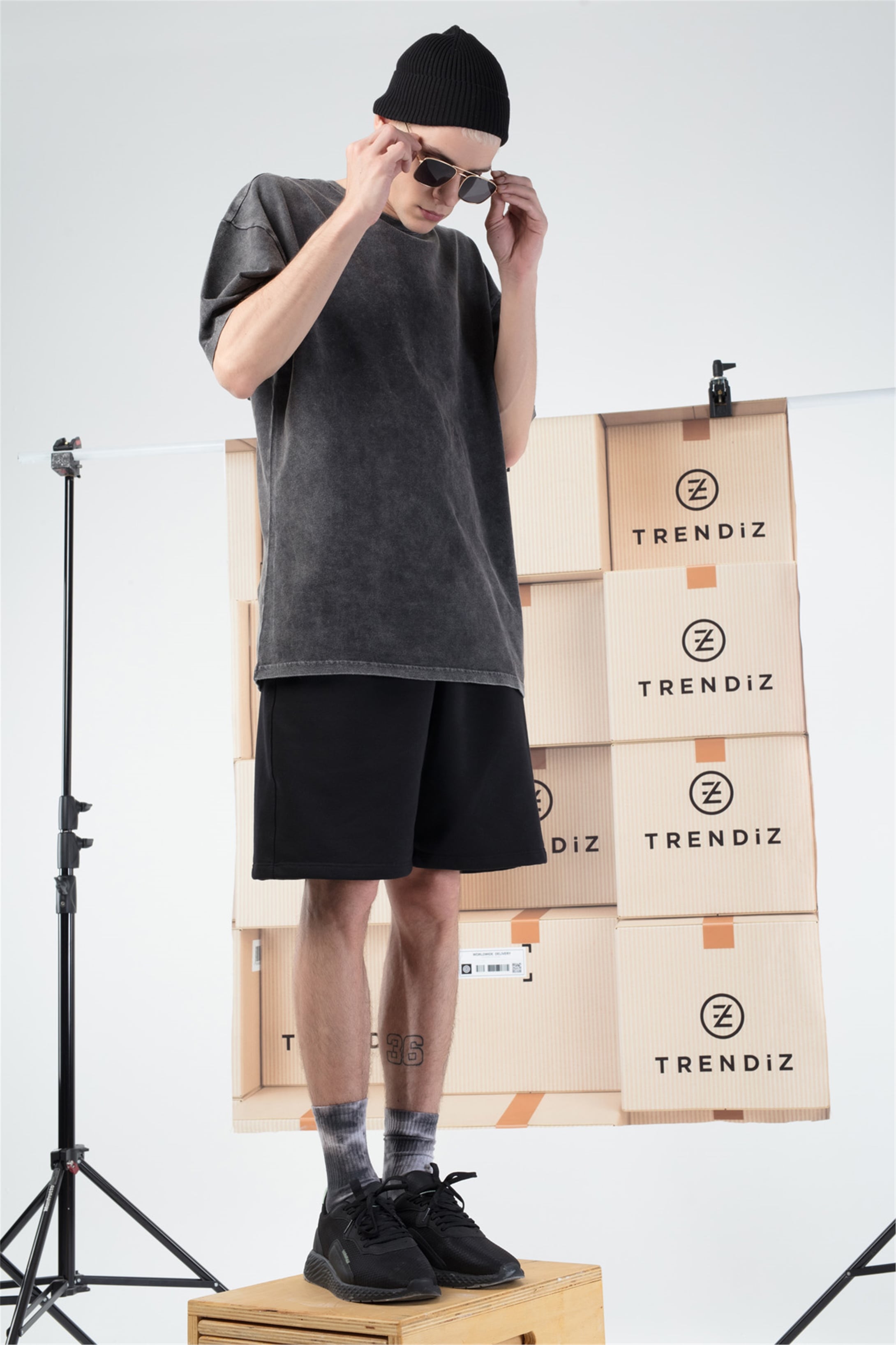 Trendiz Basic Unisex Yıkamalı Tshirt Antrasit