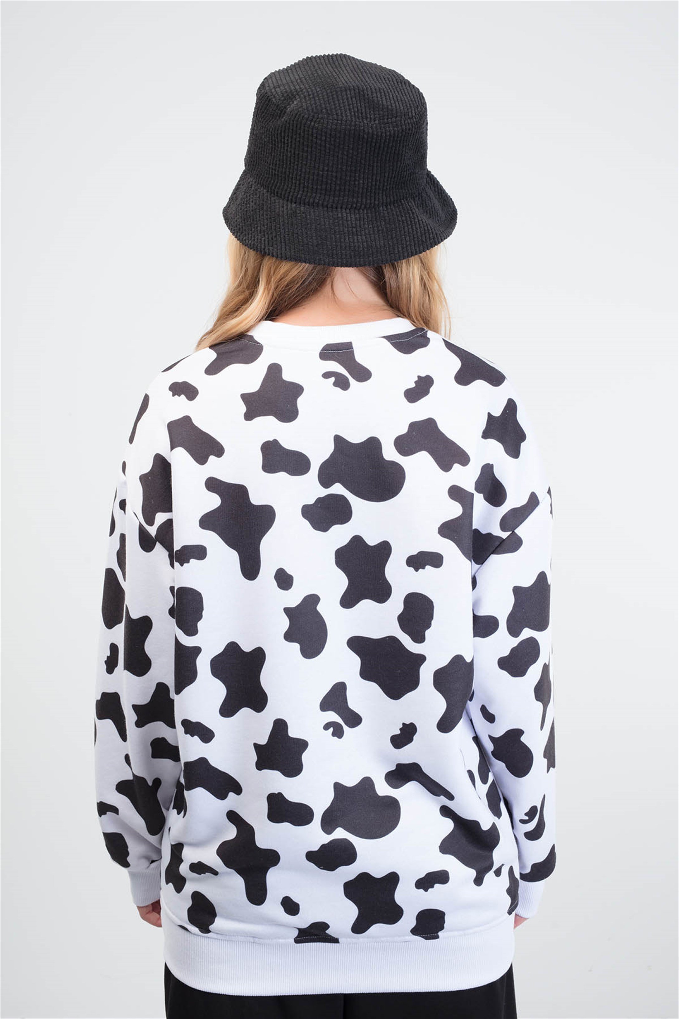 Trendiz Cow  Unisex Yuvarlak Yaka Sweatshirt Beyaz 111177