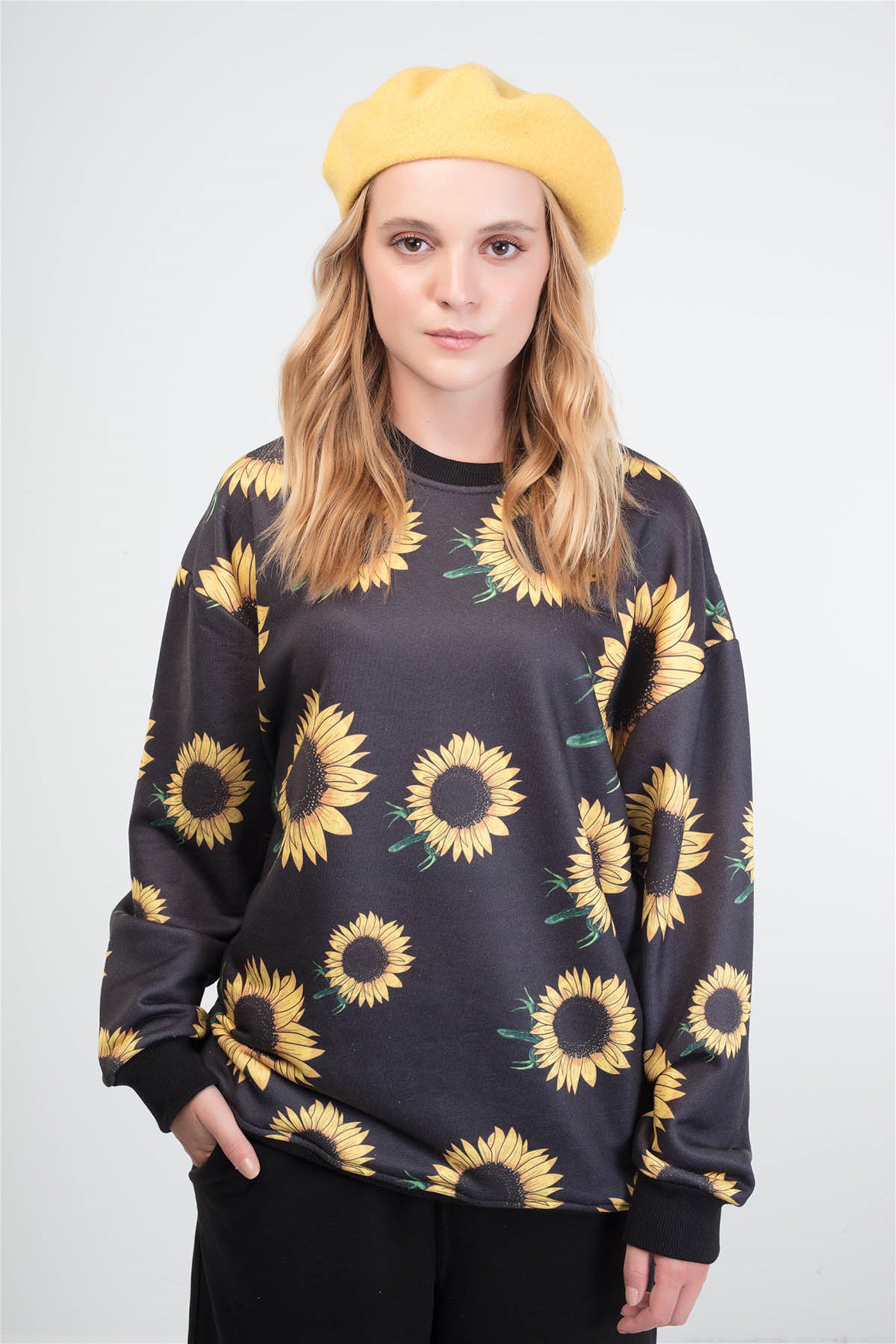 Trendiz Daisy Unisex Yuvarlak Yaka Sweatshirt Siyah 131107