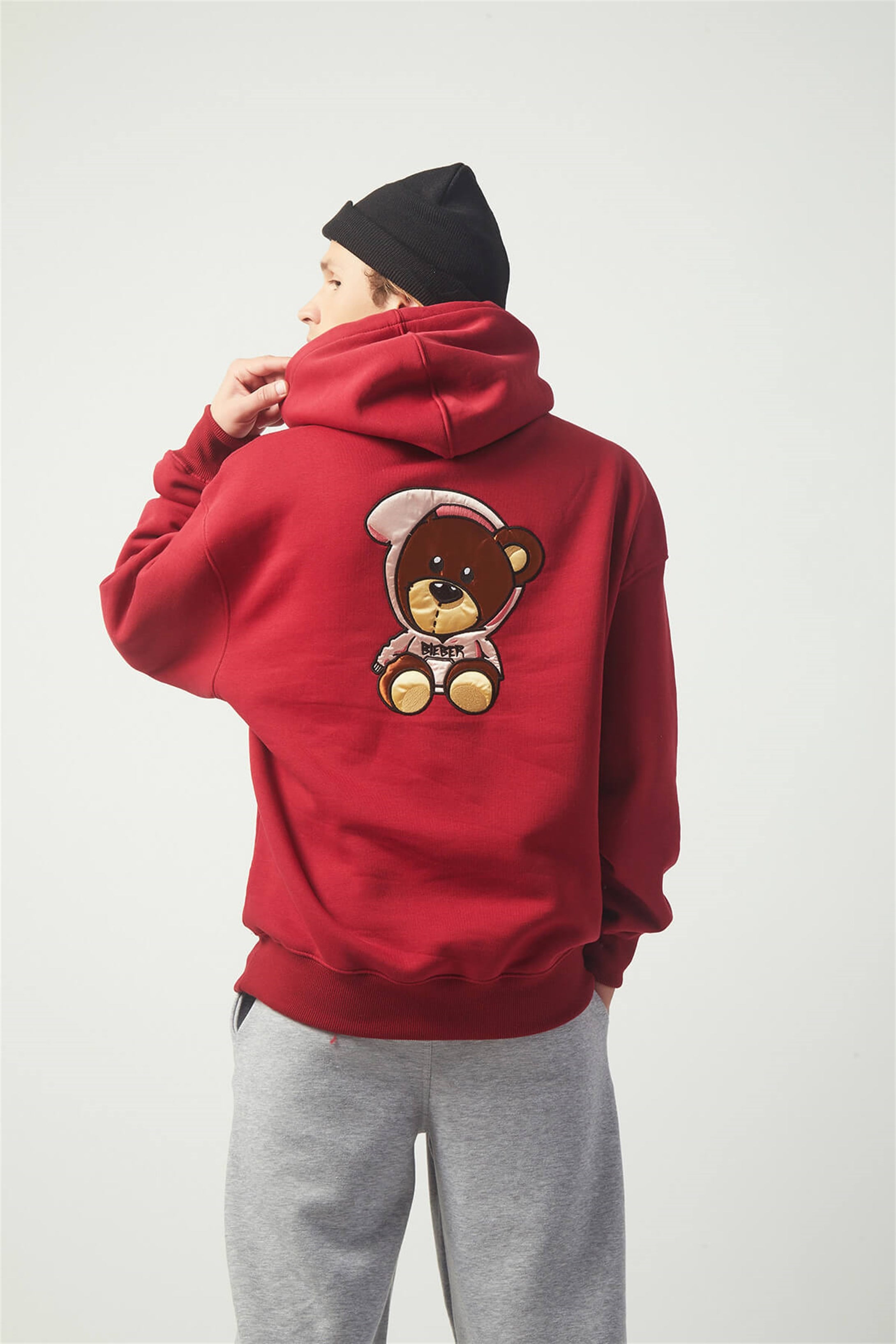 Trendiz Drew Bear Oversıze Sweatshirt Bordo TR30011