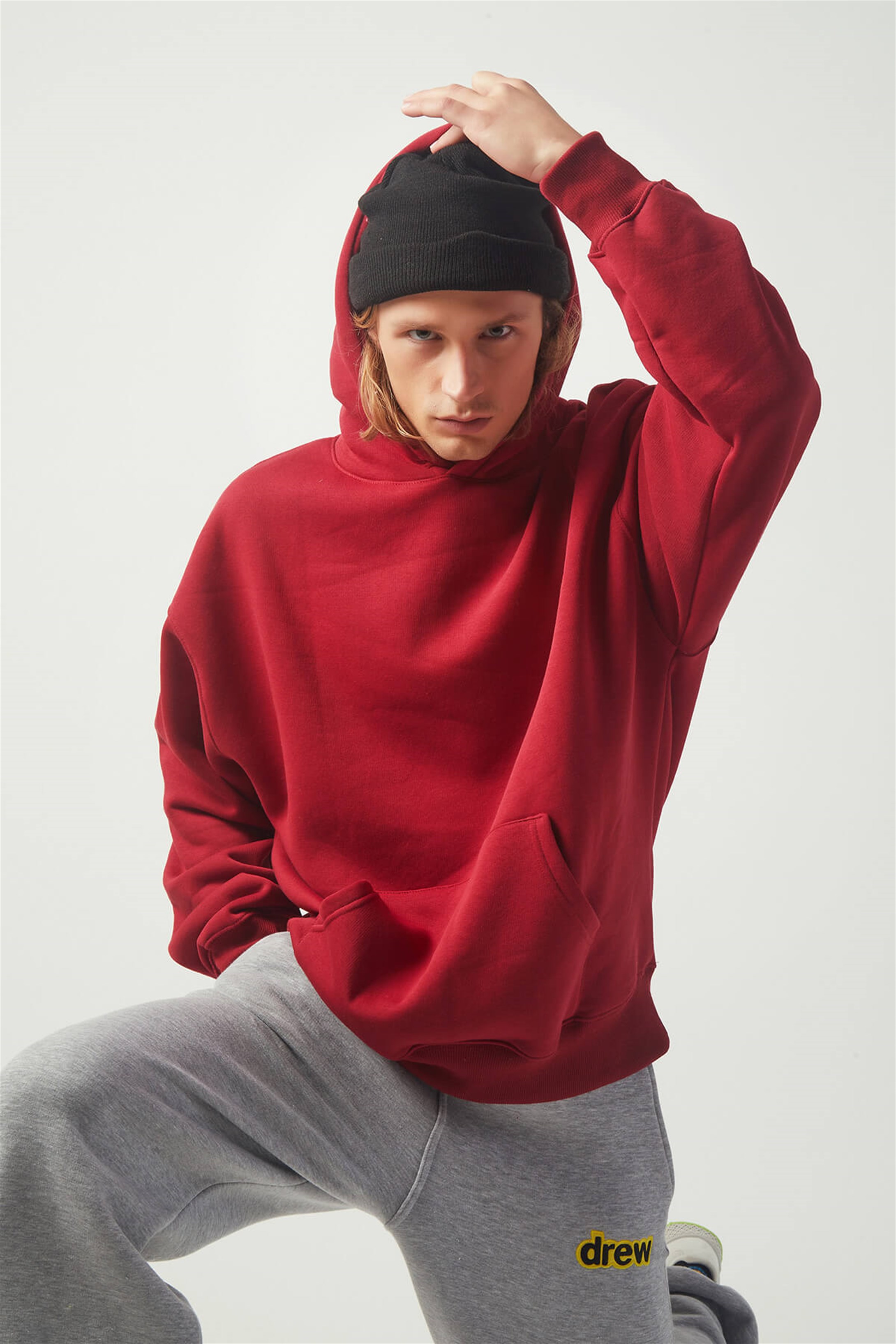 Trendiz Drew Bear Oversıze Sweatshirt Bordo TR30011