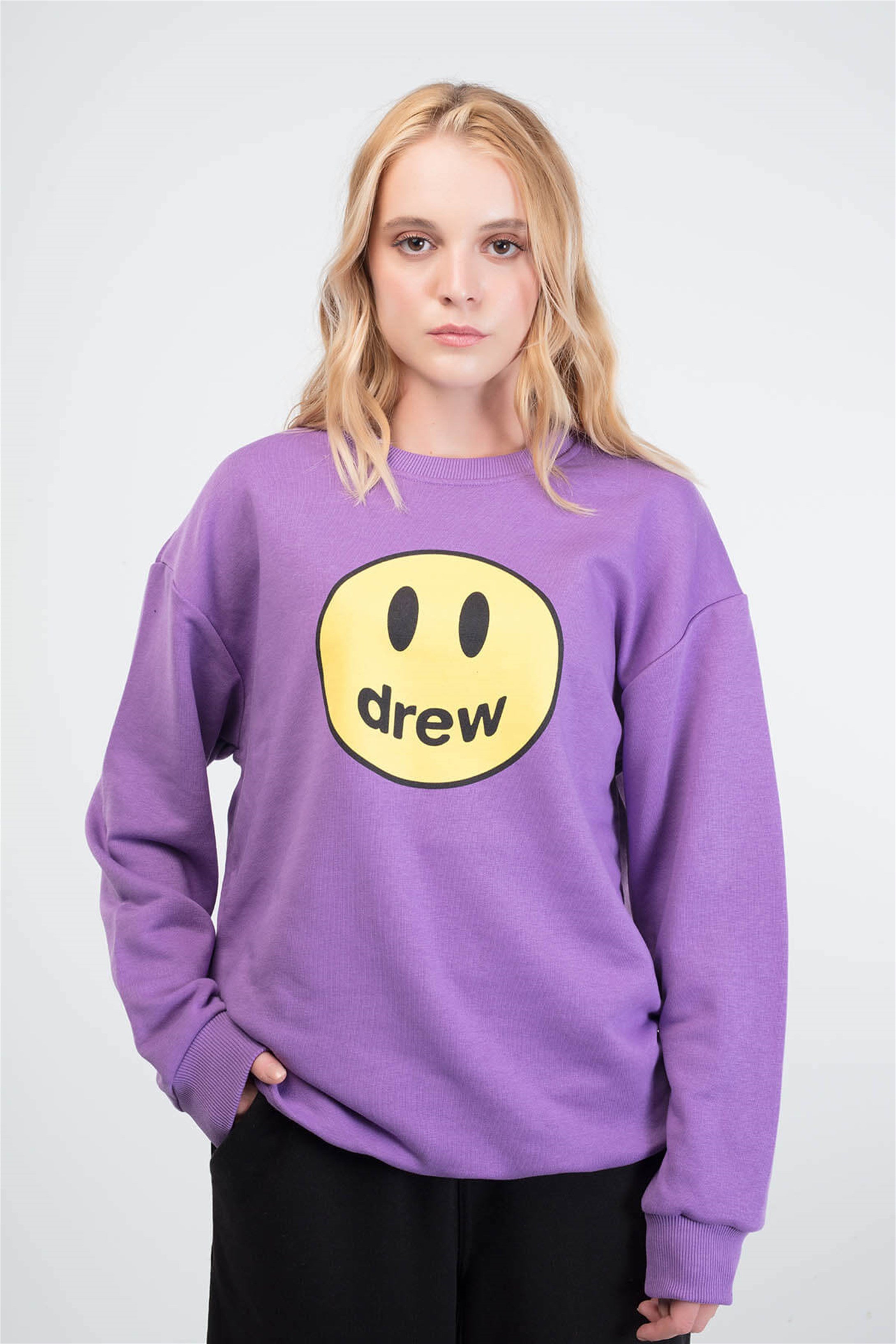Trendiz Drew Couple Erkek Yuvarlak Yaka Sweatshirt Mor 111167
