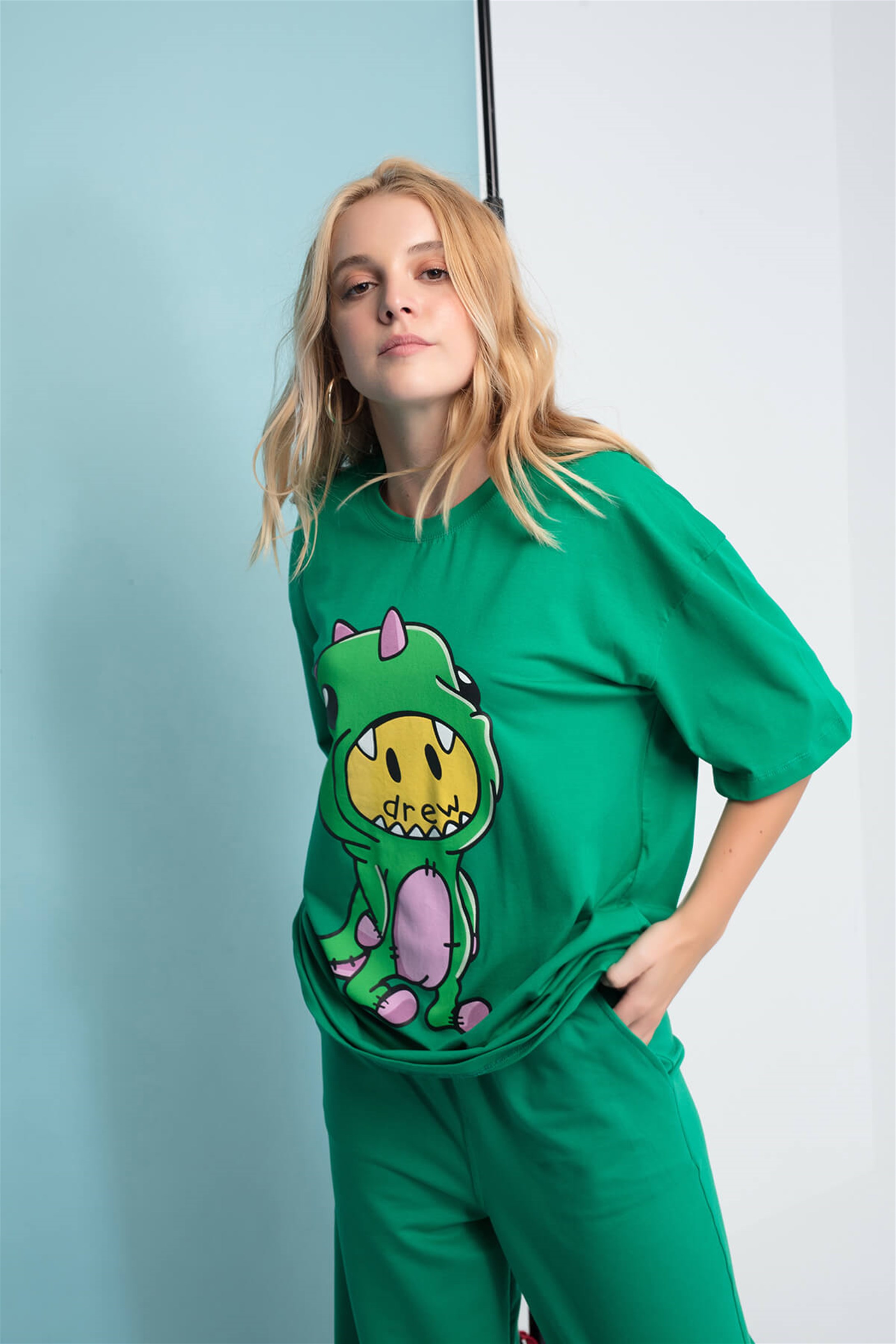 Trendiz Drew Oversize T-shirt Yeşil