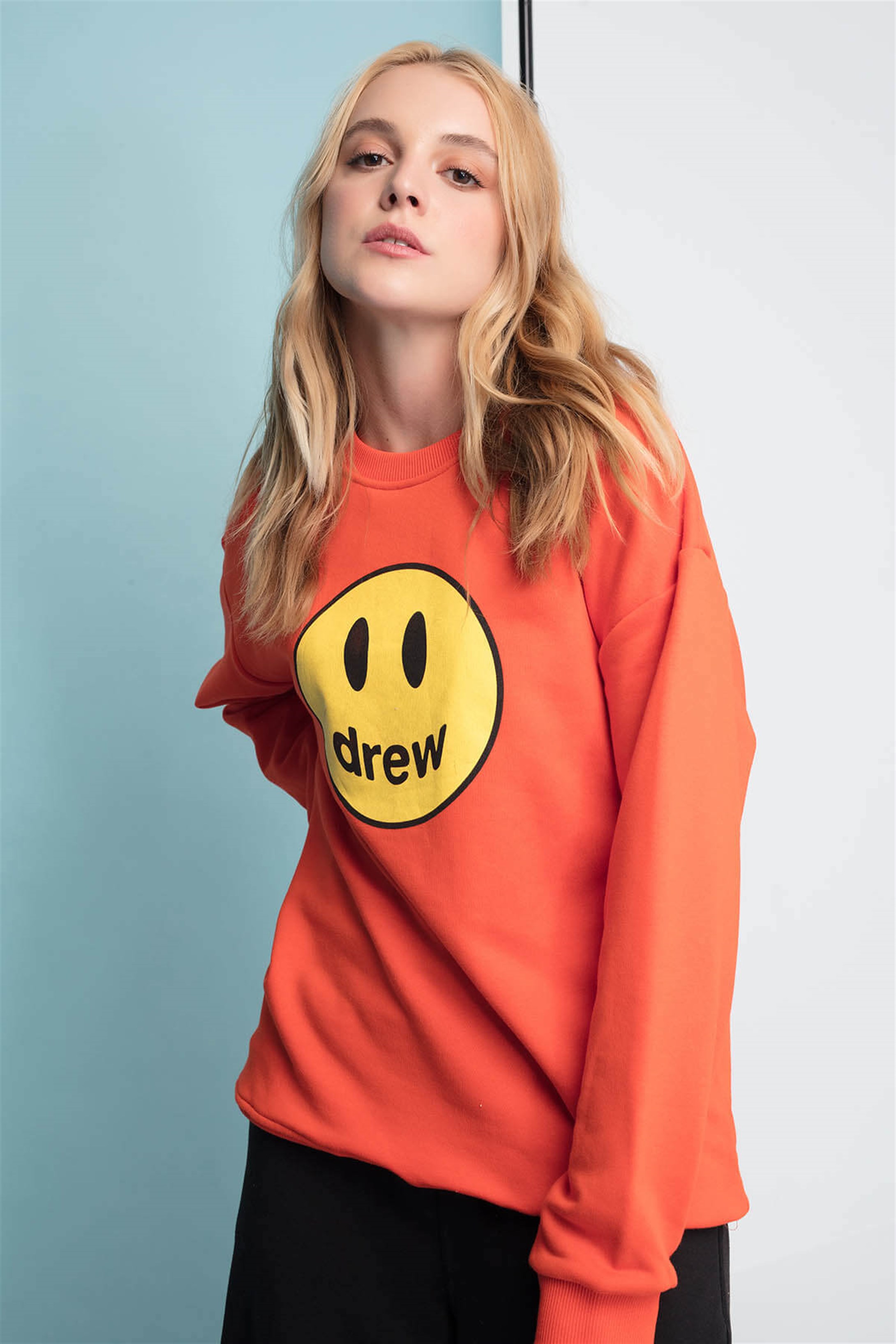 Trendiz Drew Unisex Yuvarlak Yaka Sweatshirt Turuncu 111170