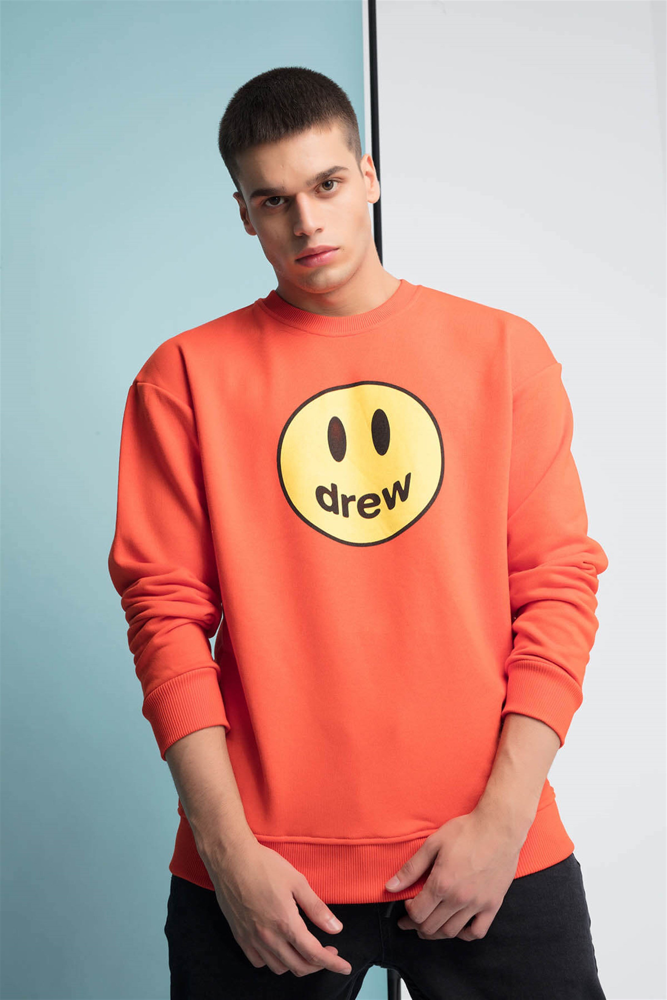 Trendiz Drew Unisex Yuvarlak Yaka Sweatshirt Turuncu 111169