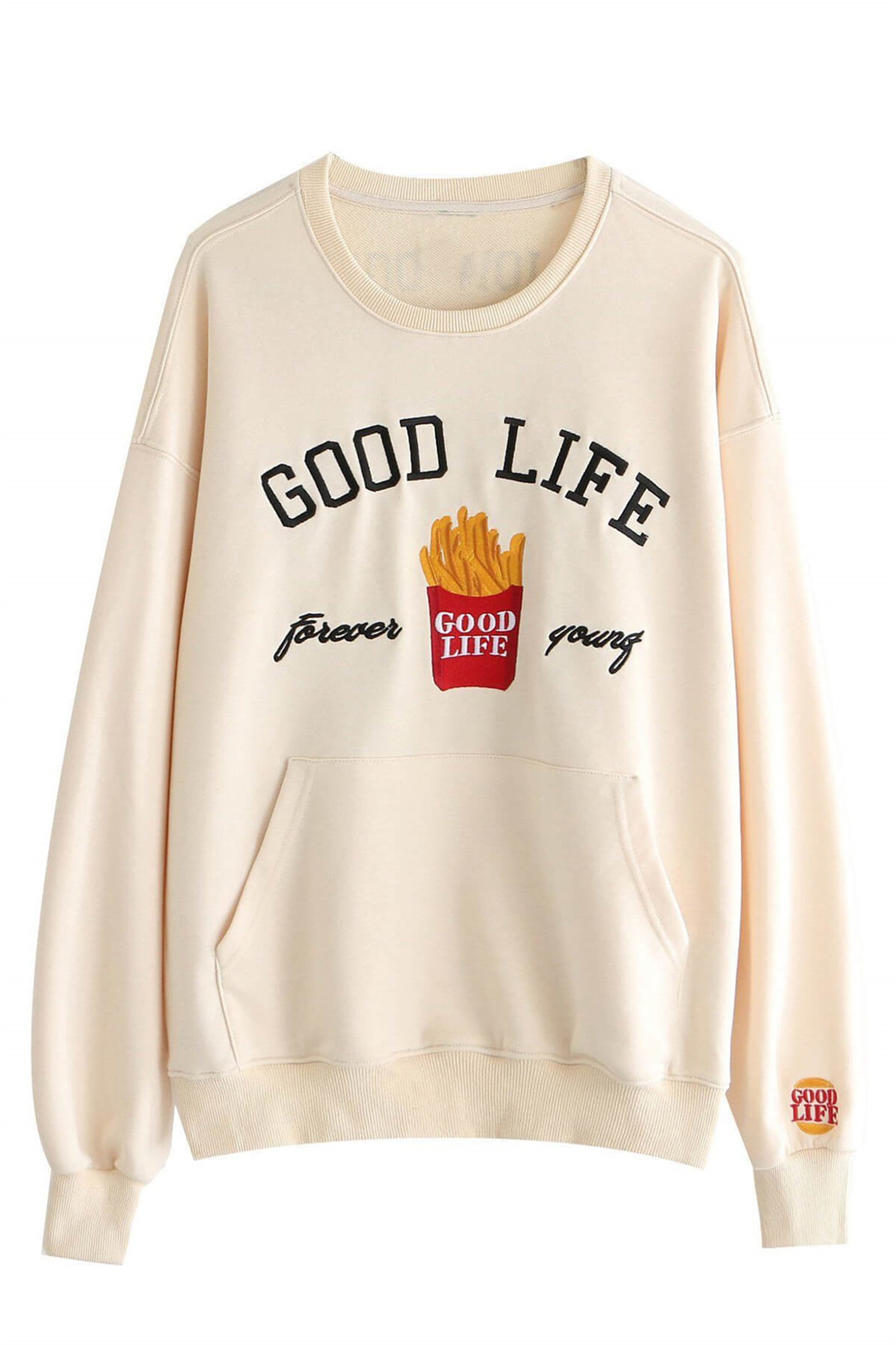 Trendiz Erkek Ekru BTS Good Life Sweatshirt