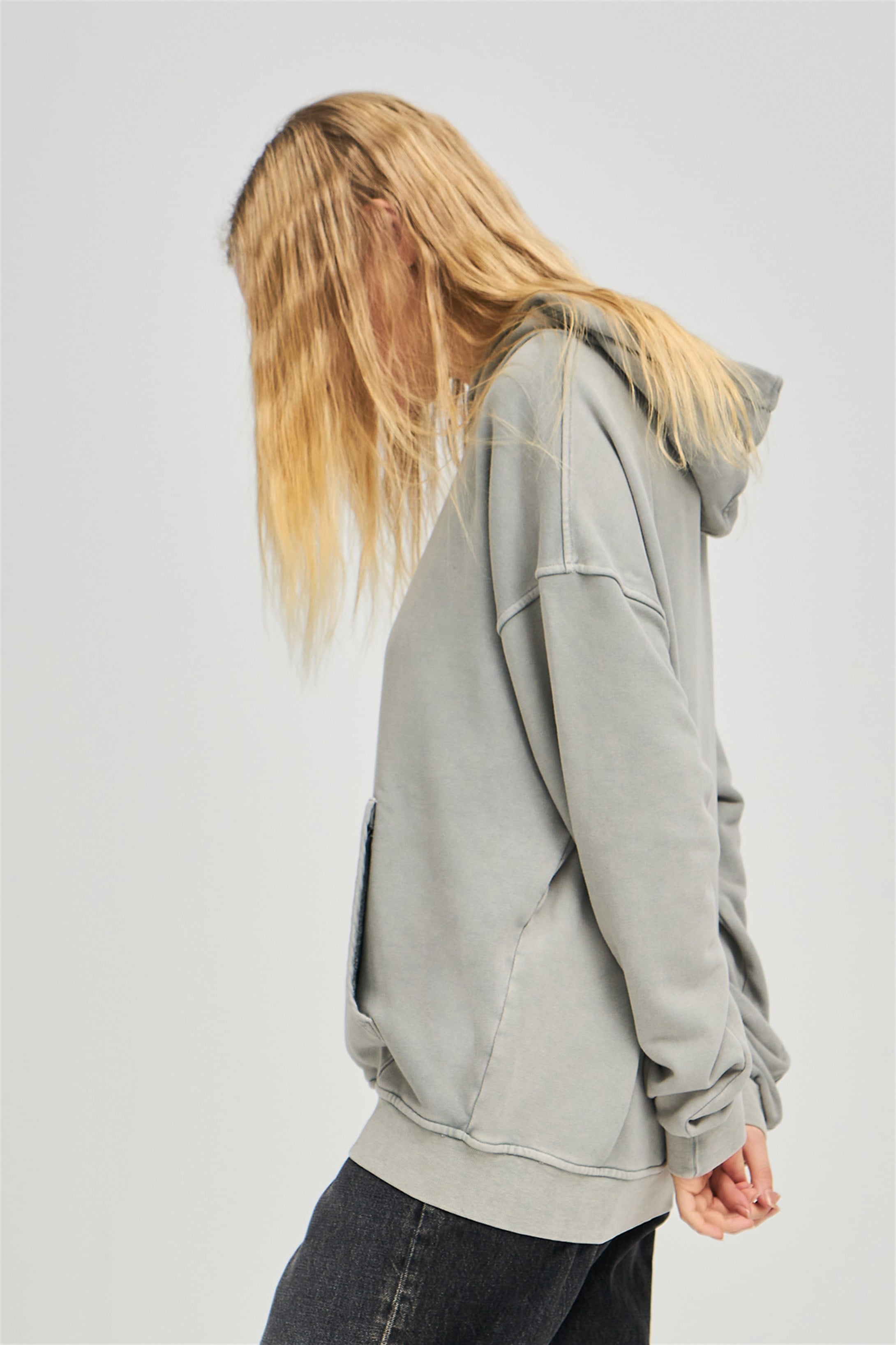 Trendiz Exclusive Basic Yıkamalı Sweatshirt Gri