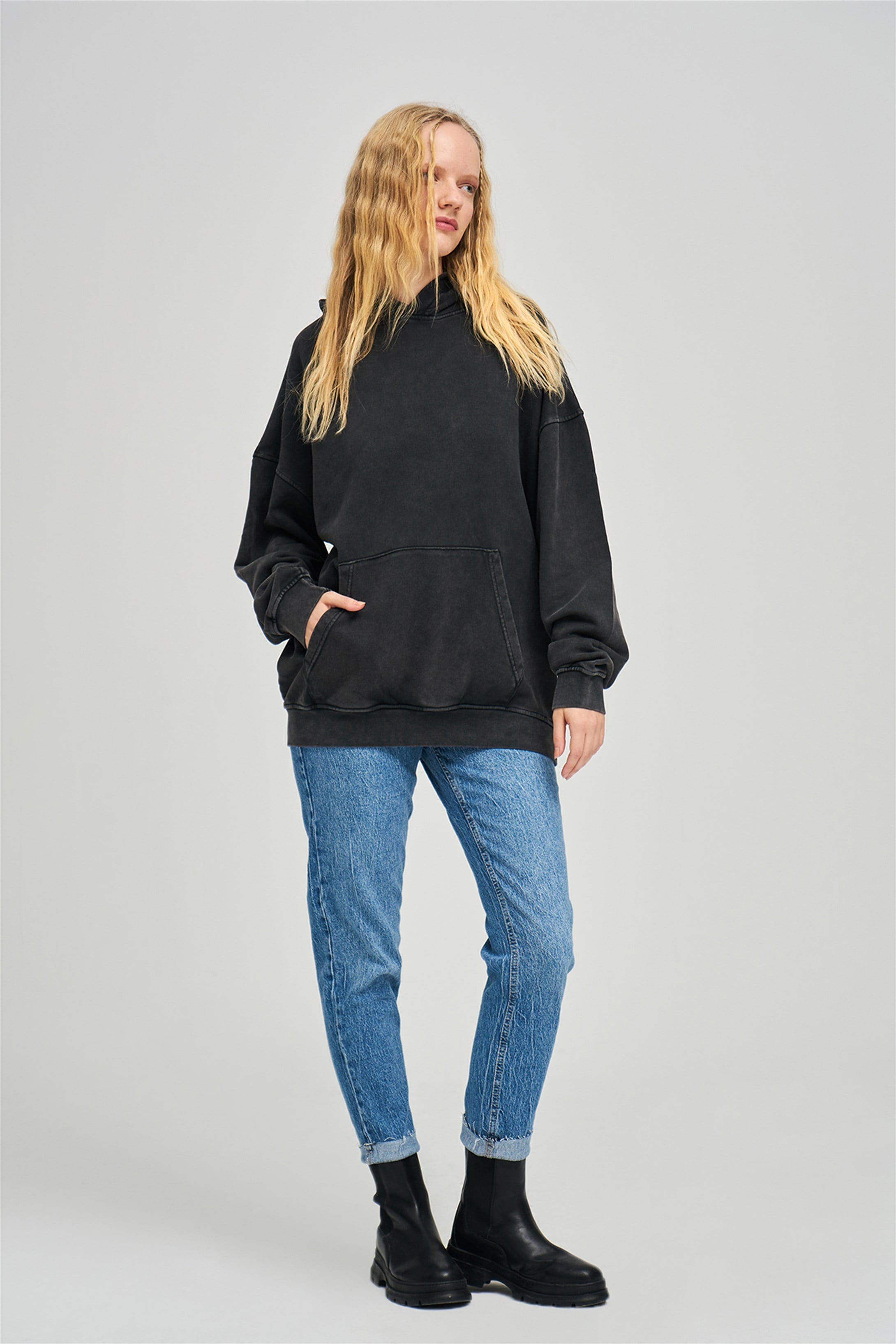 Trendiz Exclusive Basic Yıkamalı Sweatshirt Antrasit