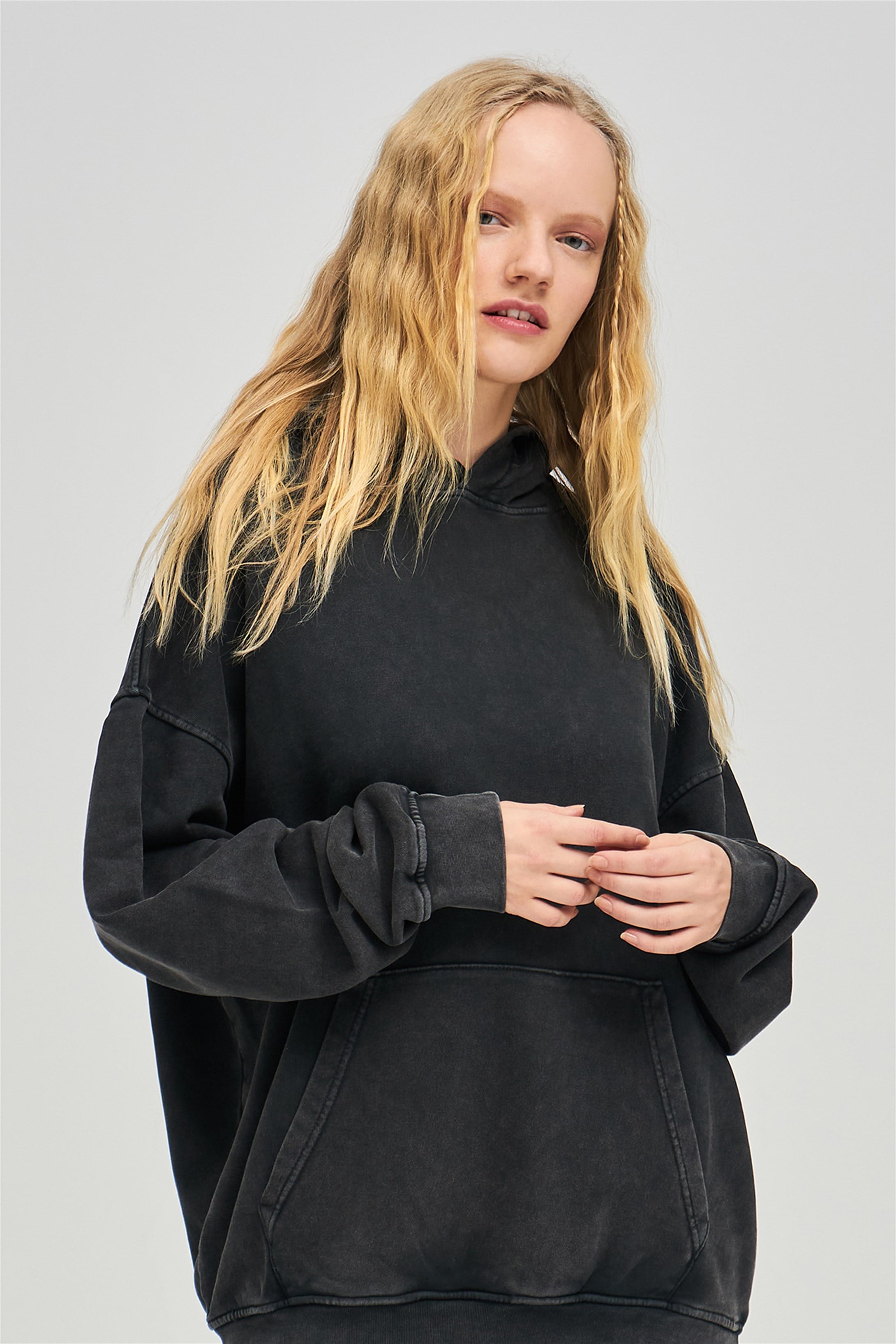 Trendiz Exclusive Basic Yıkamalı Sweatshirt Antrasit