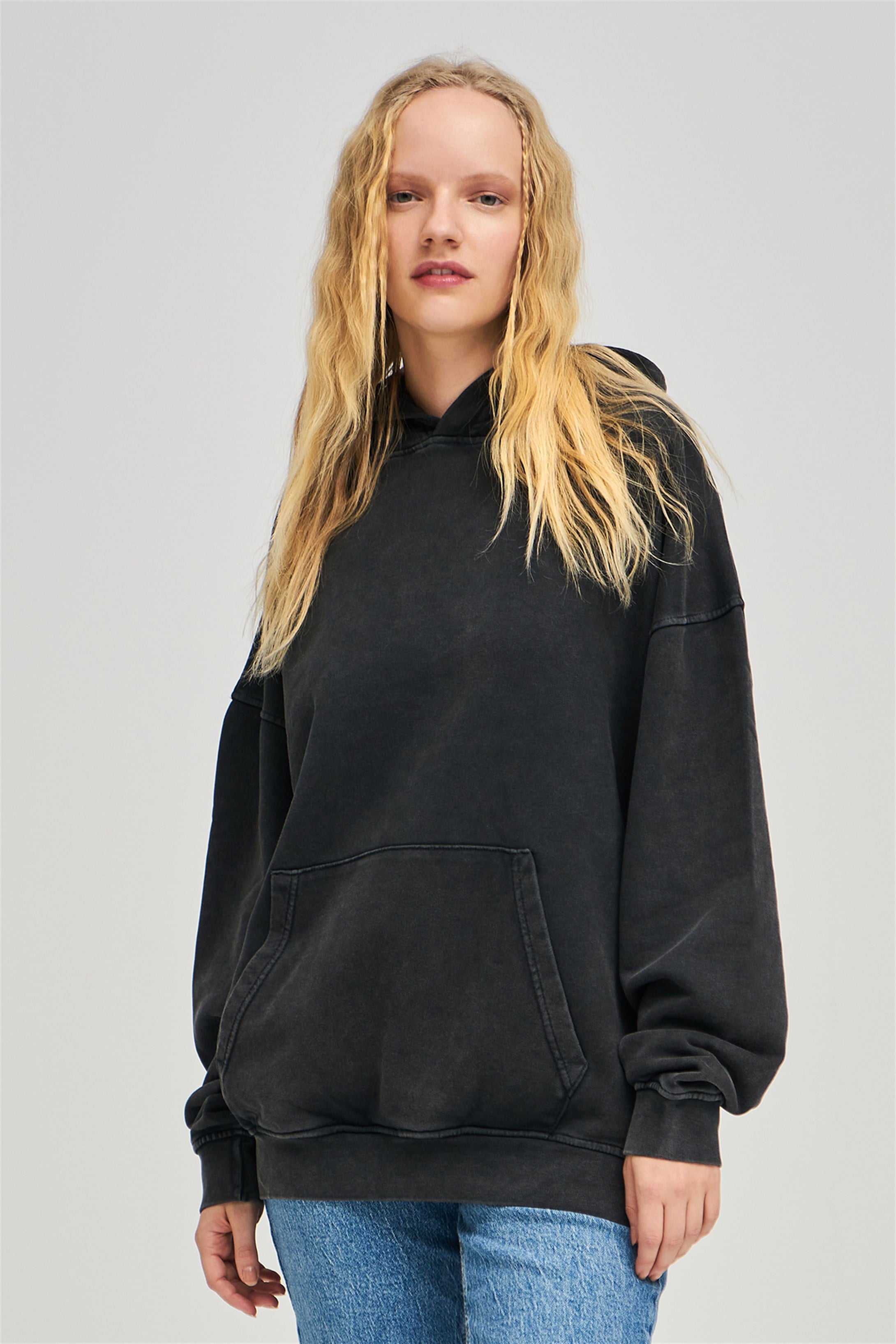 Trendiz Exclusive Basic Yıkamalı Sweatshirt Antrasit