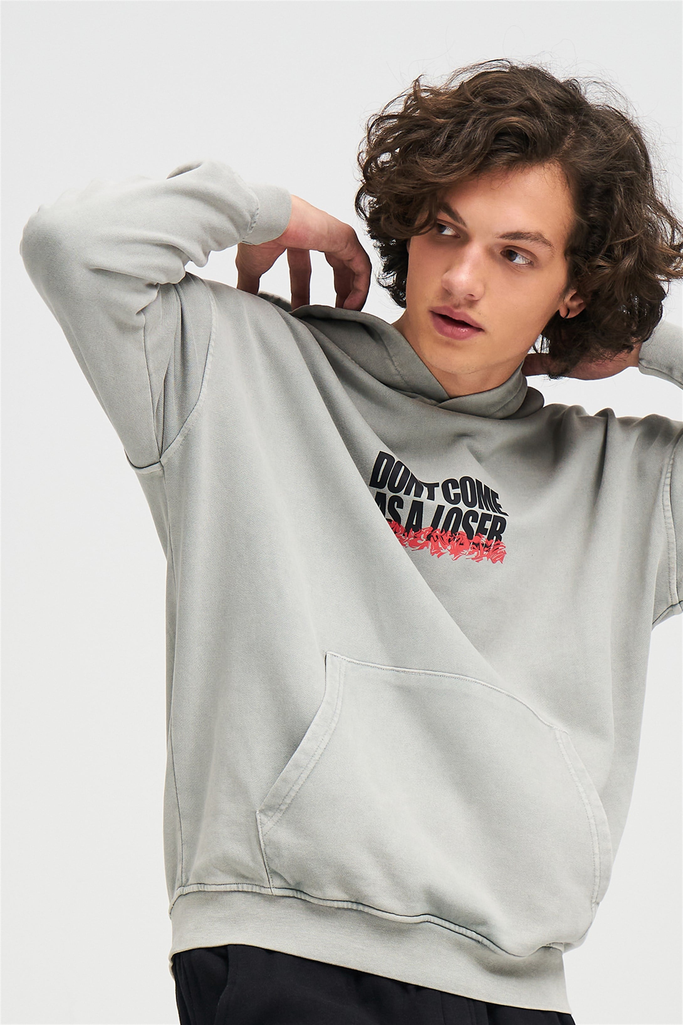 Trendiz Exclusive Don't Come Yıkamalı Sweatshirt Gri