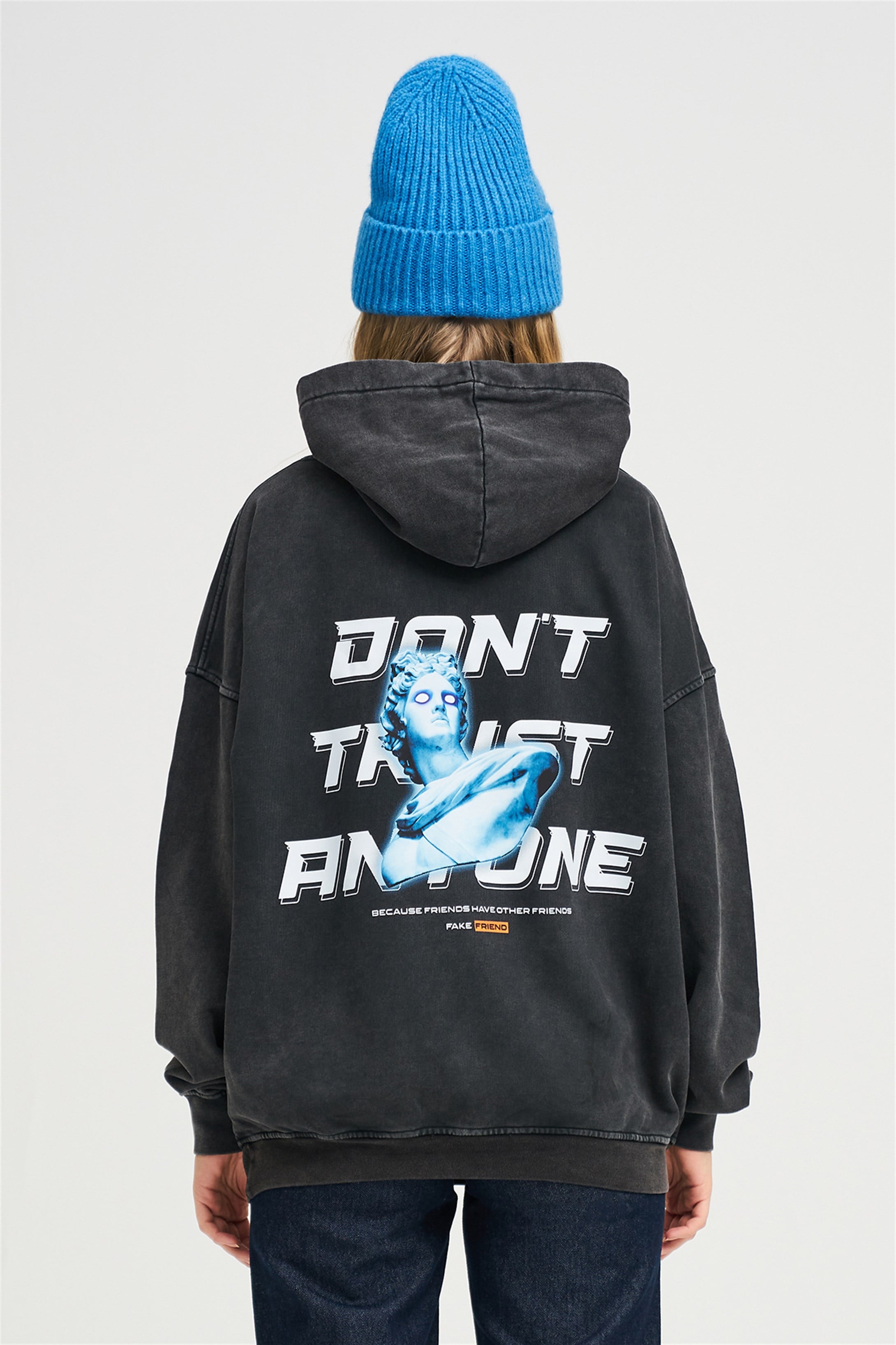 Trendiz Exclusive Don't Trust Anyone Yıkamalı Sweatshirt Antrasit
