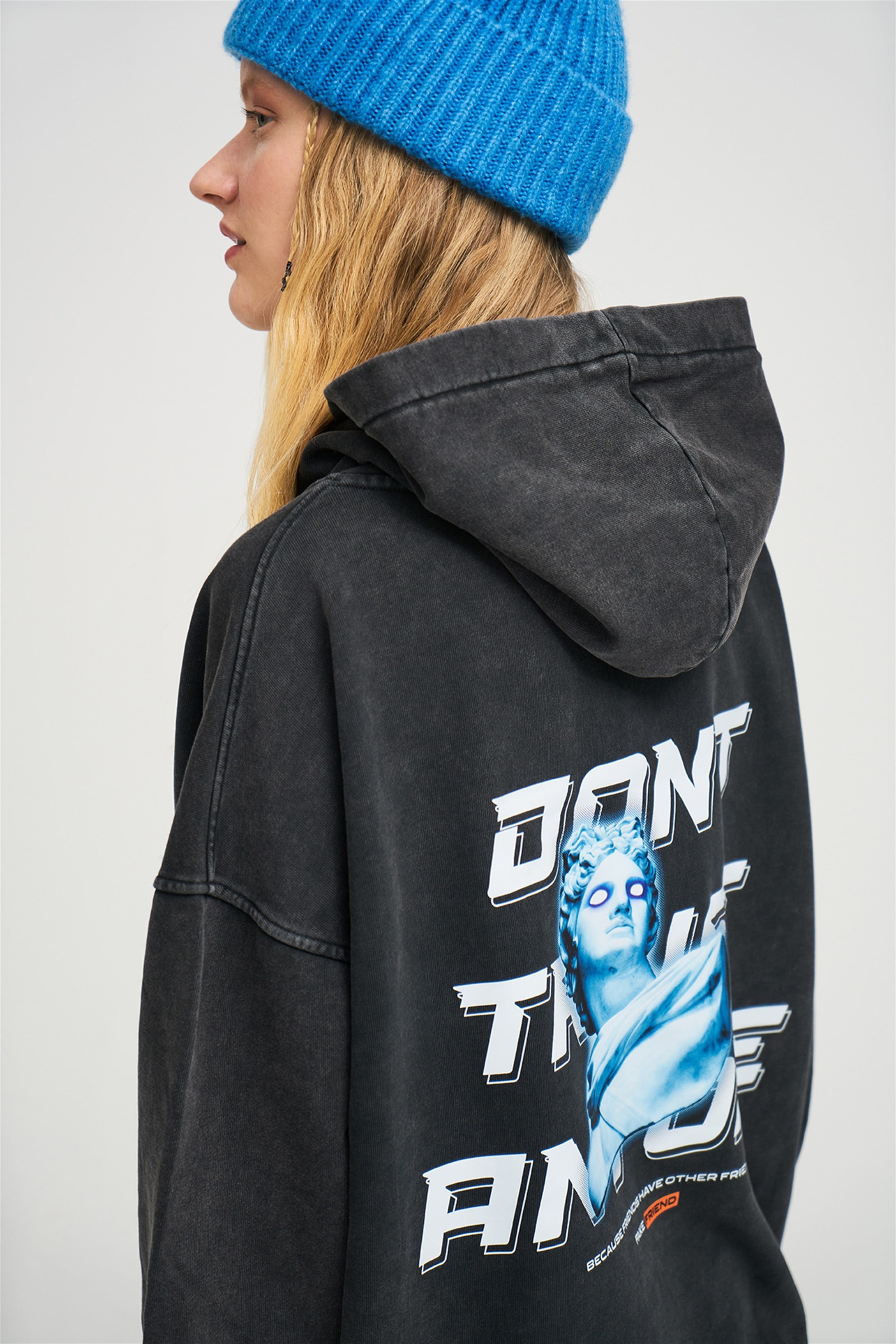 Trendiz Exclusive Don't Trust Anyone Yıkamalı Sweatshirt Antrasit