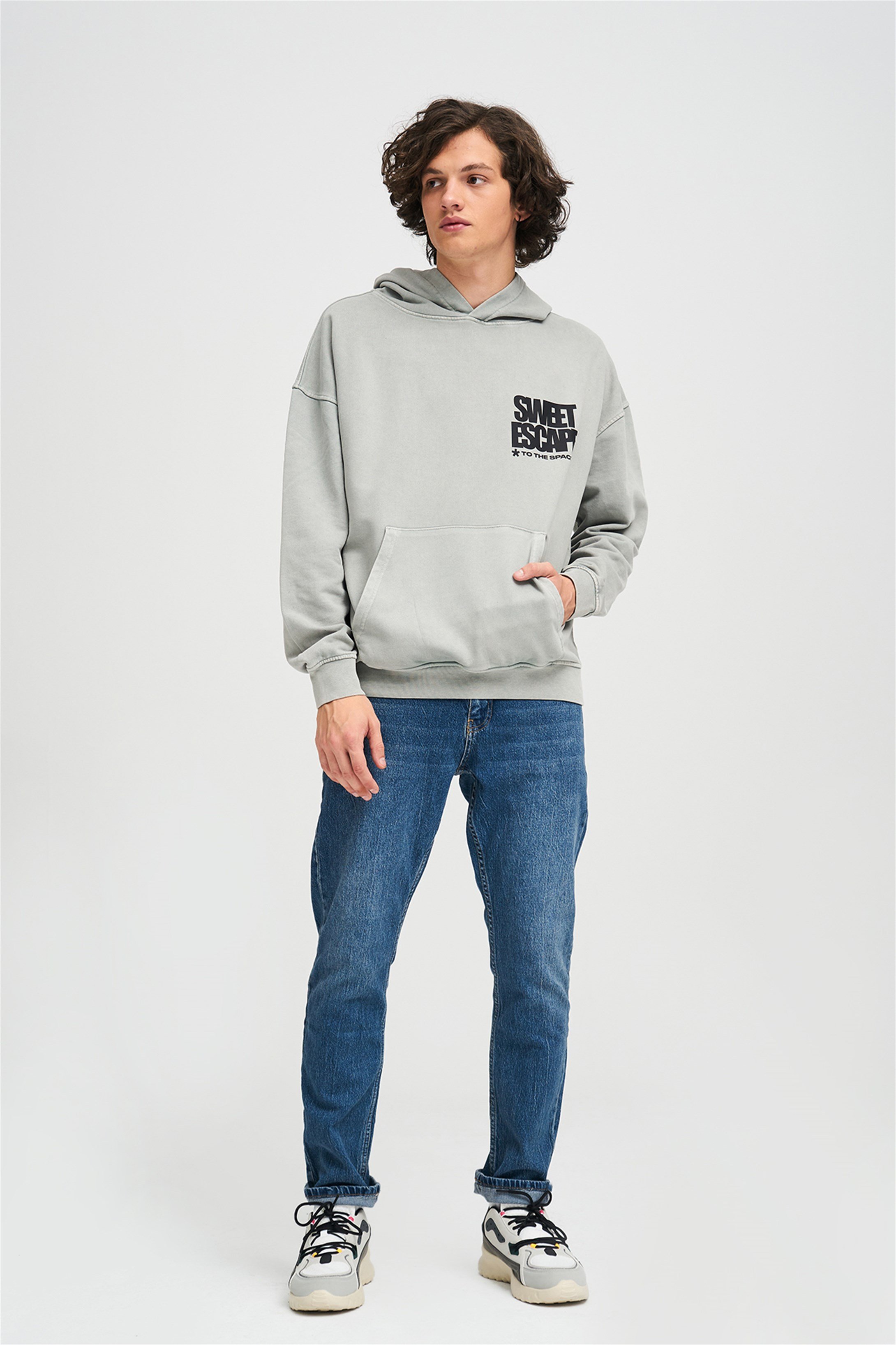 Trendiz Exclusive Sweet Escape Yıkamalı Sweatshirt Gri