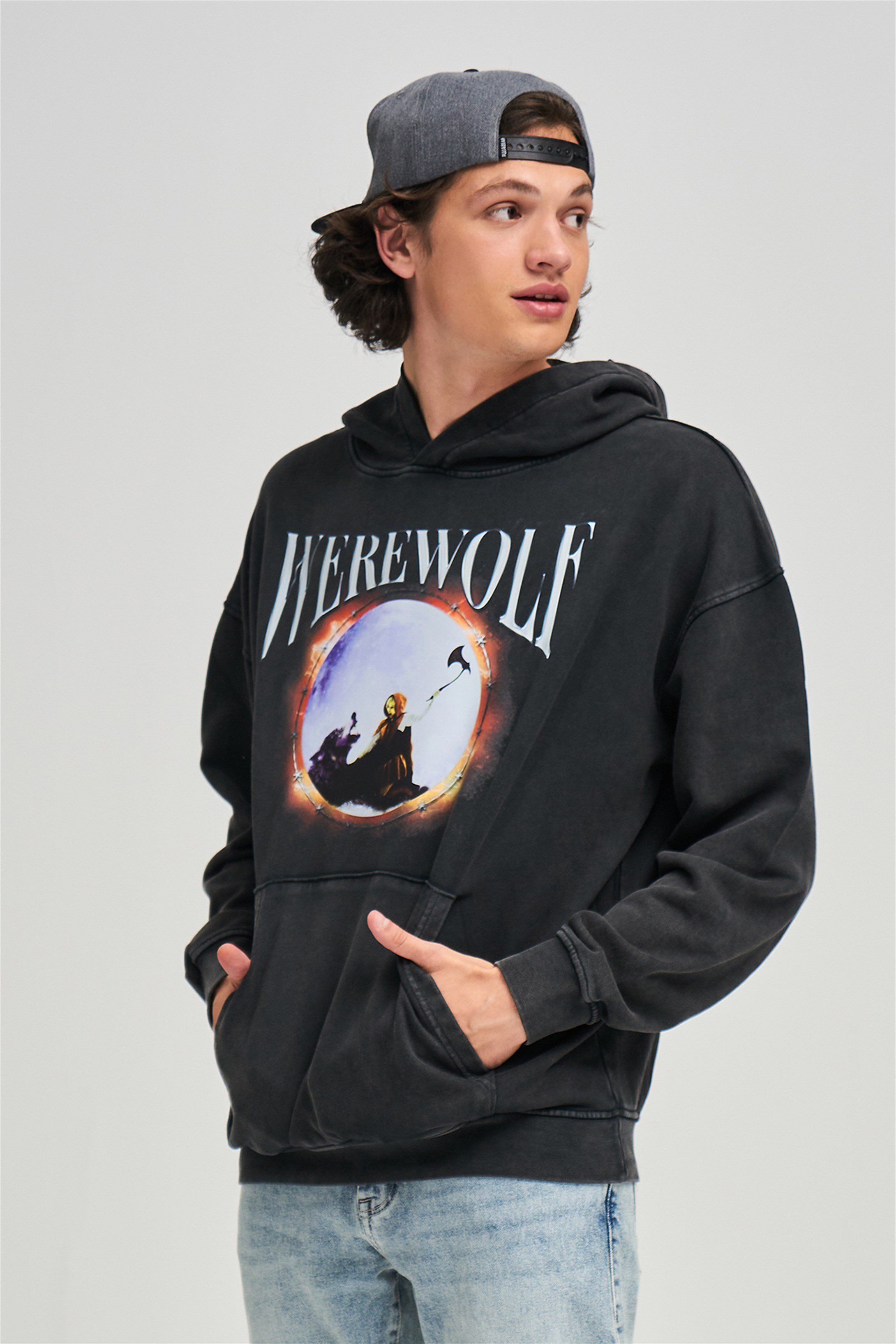 Trendiz Exclusive Werewolf Yıkamalı Sweatshirt Antrasit