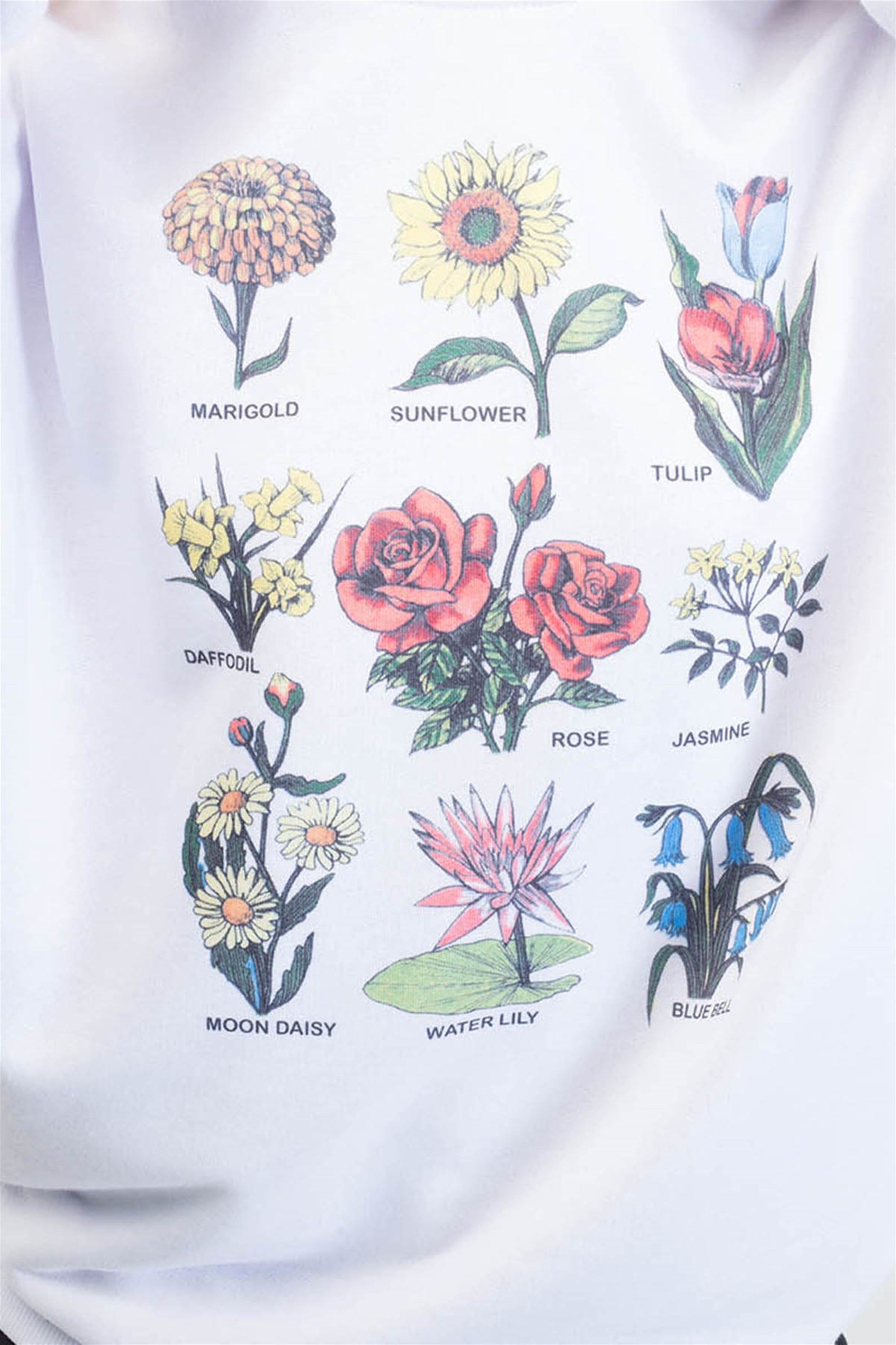 Trendiz Flowers Yuvarlak Yaka Sweatshirt Beyaz 111137